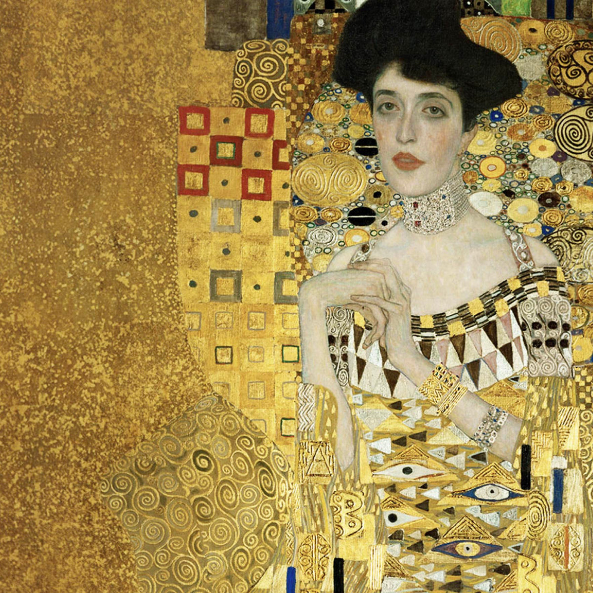 green emerald velvet dress Adele Bloch Bauer-Gustav Klimt-Gold-Robert Kaufman-Quilting Cotton Panel
