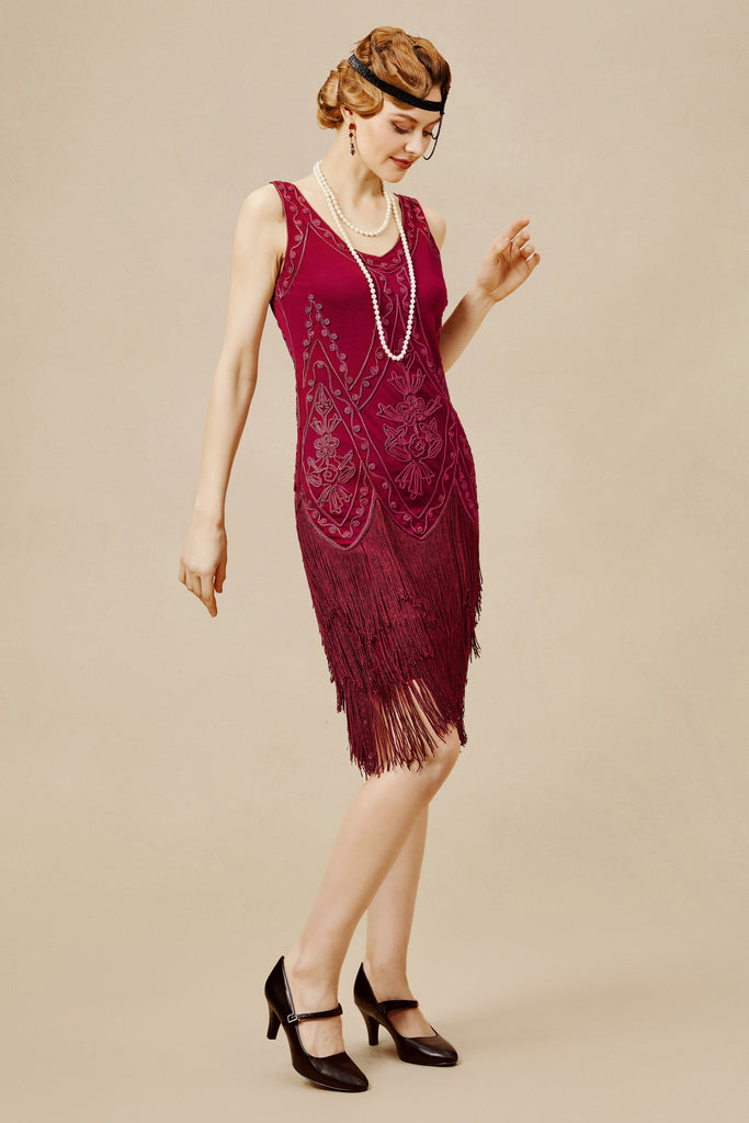 1920s Embroidery Retro Flapper Dress - BABEYOND