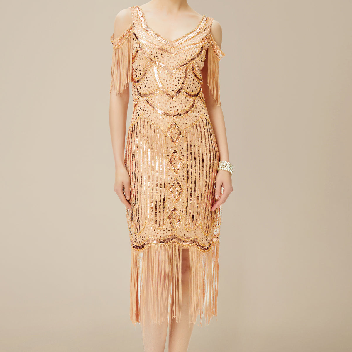 BABEYOND Beaded Off Shoulder Plus Size Dazzling Flapper Dress, Plus 1920s Gatsby Party Dress, Champagne Cream, Size 2XL BABEYOND Beaded Off Shoulder Plus Size Dazzling Flapper Dress, Plus 1920s Gatsby Party Dress, Champagne Cream, Size 2XL