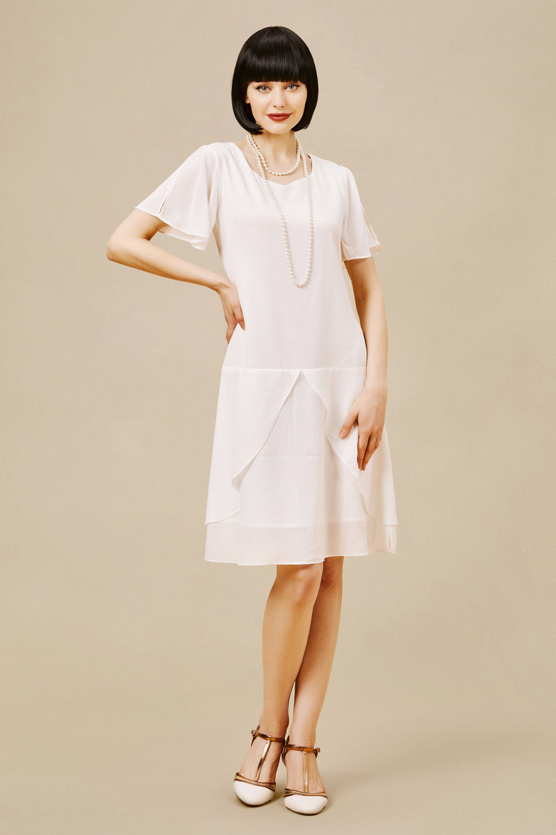 Tiered Hem Flapper Retro Casual Dress