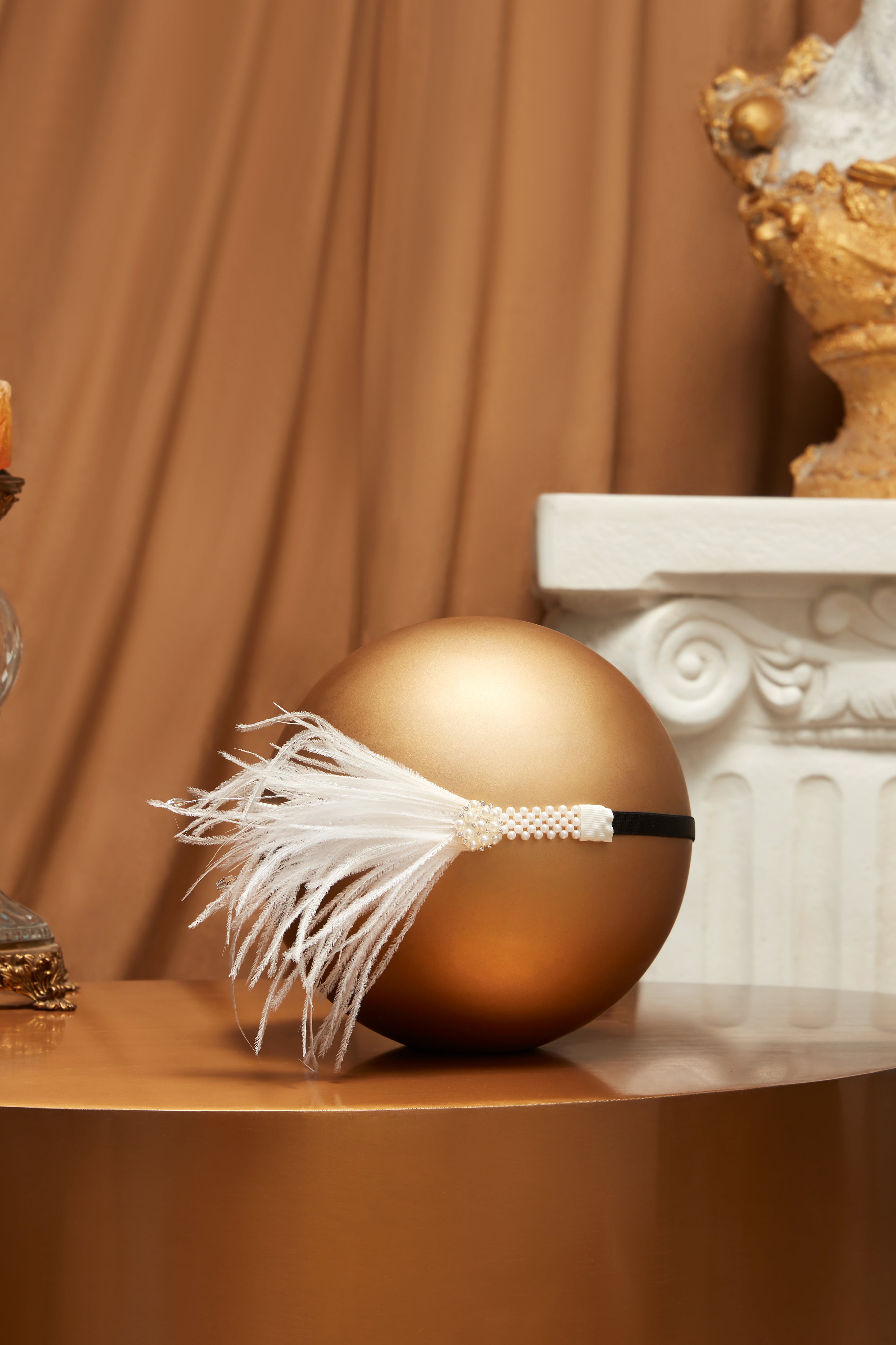 Braided Pearl Feather Headpiece | 3