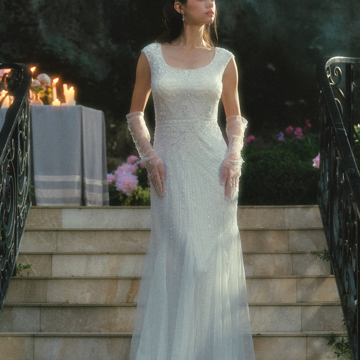 white beaded dress 1920s Inspired A timeless bridal gown for weddings 1920s White Beaded Sequin Stella