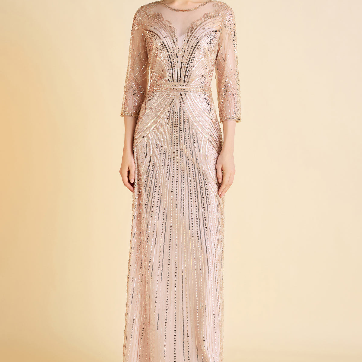 View of Shop Evening Gowns - Geometric Symmetry Sequin Dress | BABEYOND