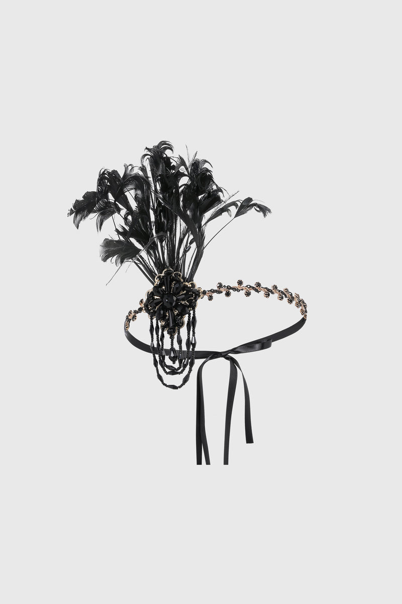 1920s Beaded Feather Headband