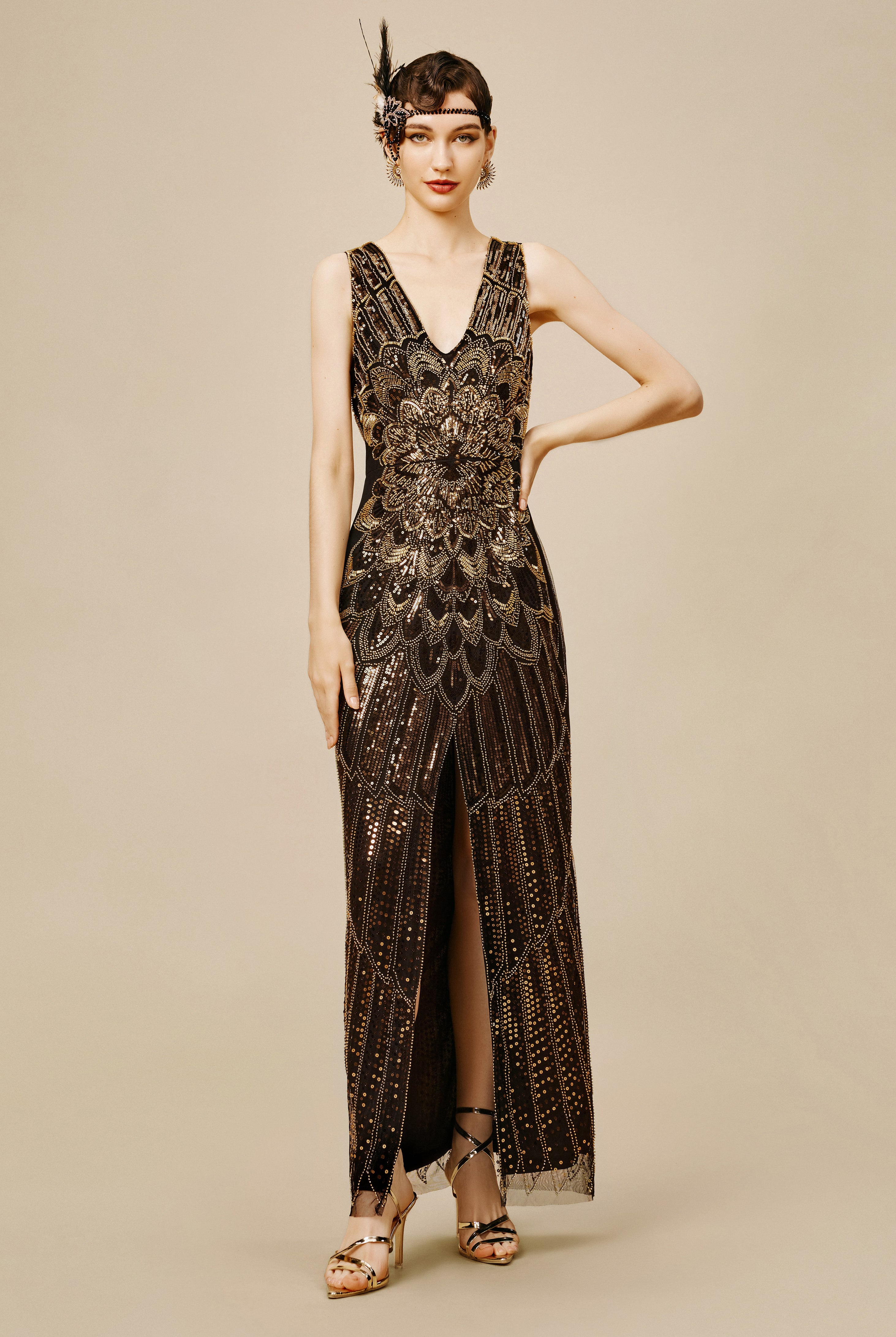 La Revue N¨¨gre Beaded Hem Evening Gowns | Blackgold | 1