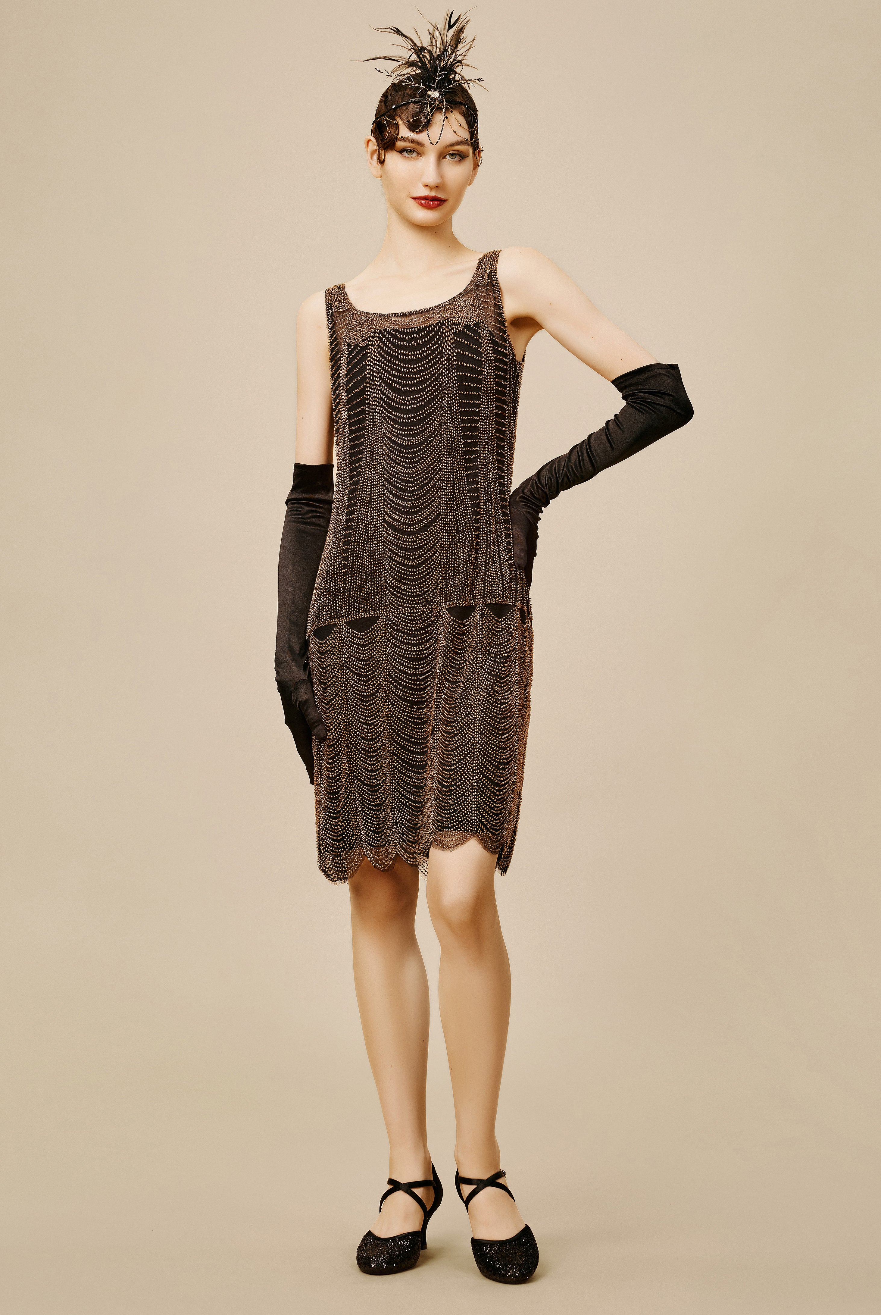 Princesse Tam Tam Decadent Draped Flapper Dress | Blackgold | 1