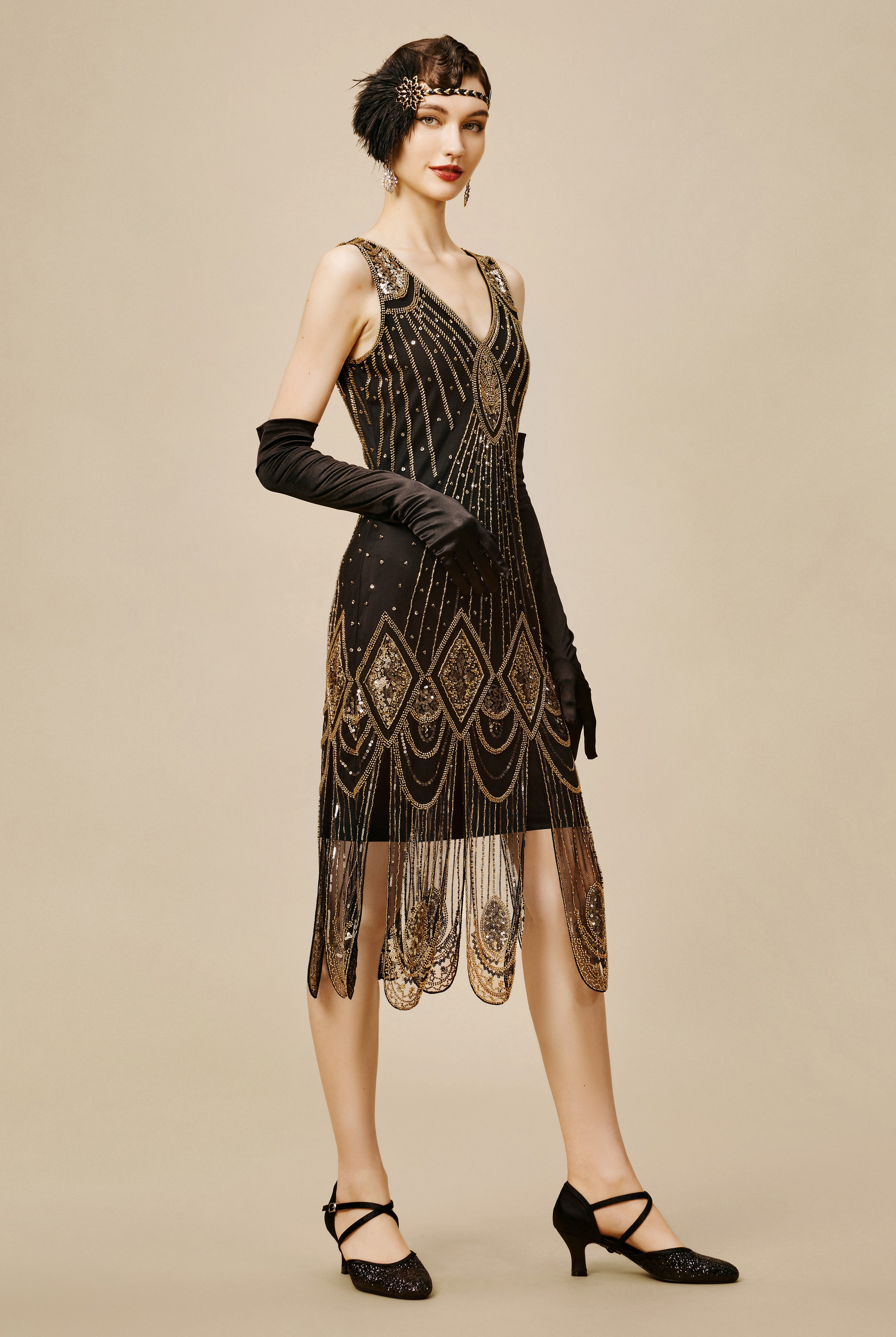 Zouzou Art Deco Flapper Dress | Blackgold | 4