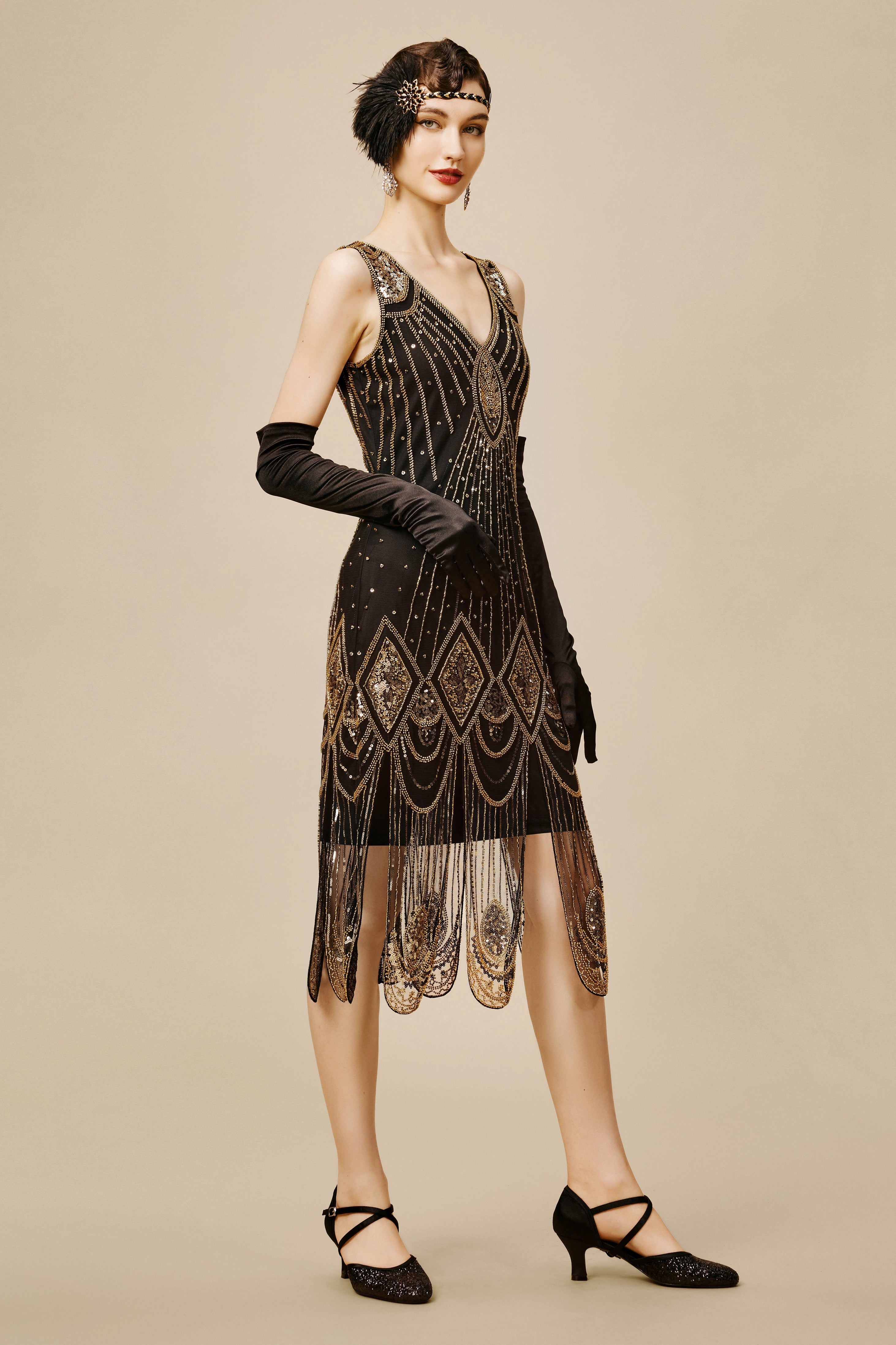 Zouzou Art Deco Flapper Dress | Blackgold | 4