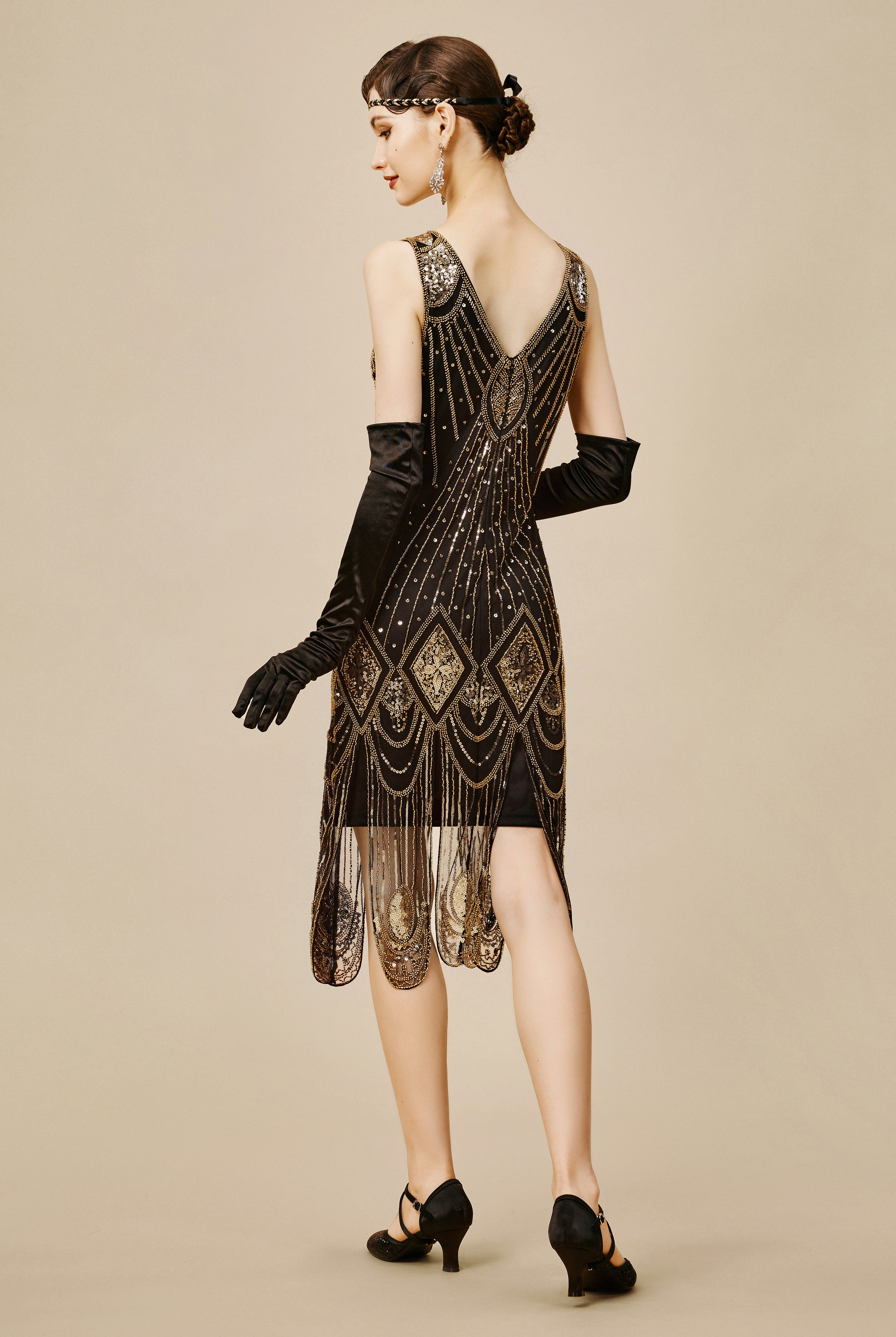Zouzou Art Deco Flapper Dress | Blackgold | 2