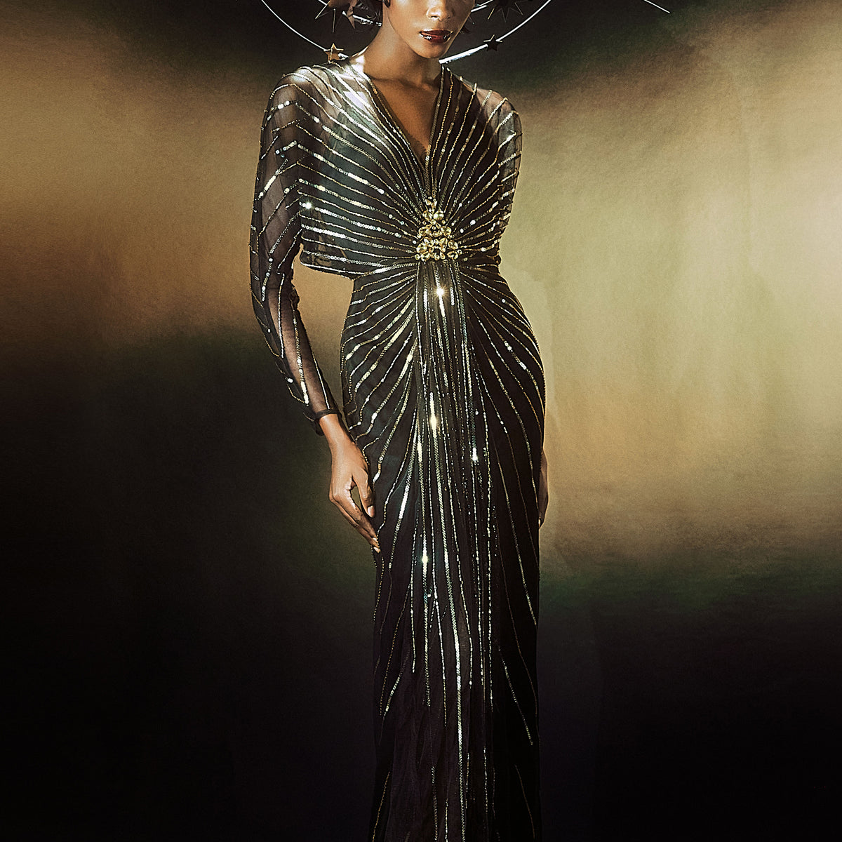 BABEYOND Latest Sheer Crystal-encrusted 1920s Evening Gowns, Roaring 20s Events Costume, Dark Green, Size 4 BABEYOND Latest Sheer Crystal-encrusted 1920s Evening Gowns, Roaring 20s Events Costume, Dark Green, Size 4