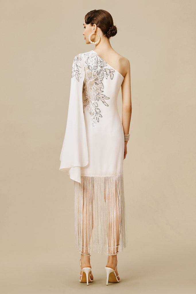 The Story of an Awakening Fringe Crepe Evening Gown - BABEYOND