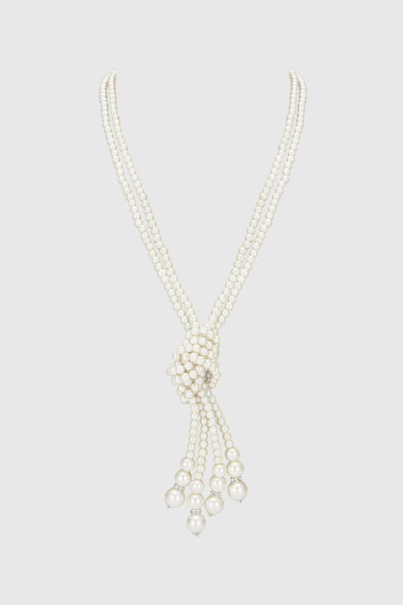 Shop 1920s Jewelry - Pearl Rhinestone Necklace Set, BABEYOND