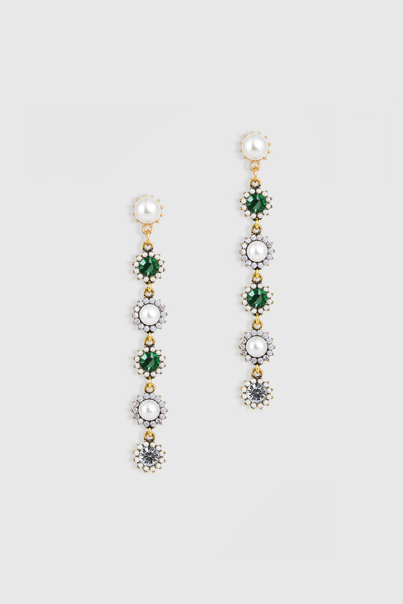 Two Tone Crystal Pearl Earrings