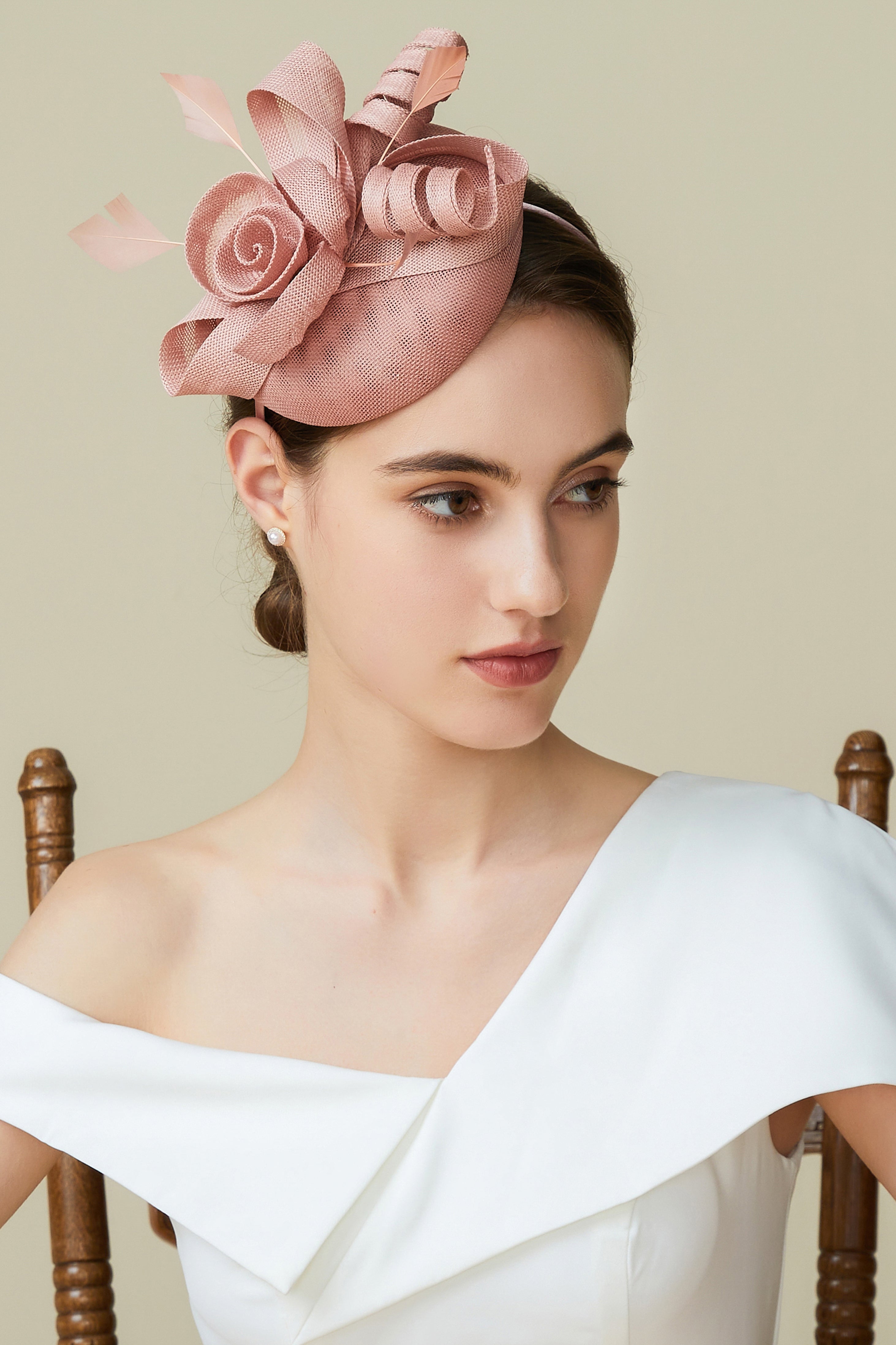 Lofty Pillbox Rose Fascinator | Nude Pink | 1
