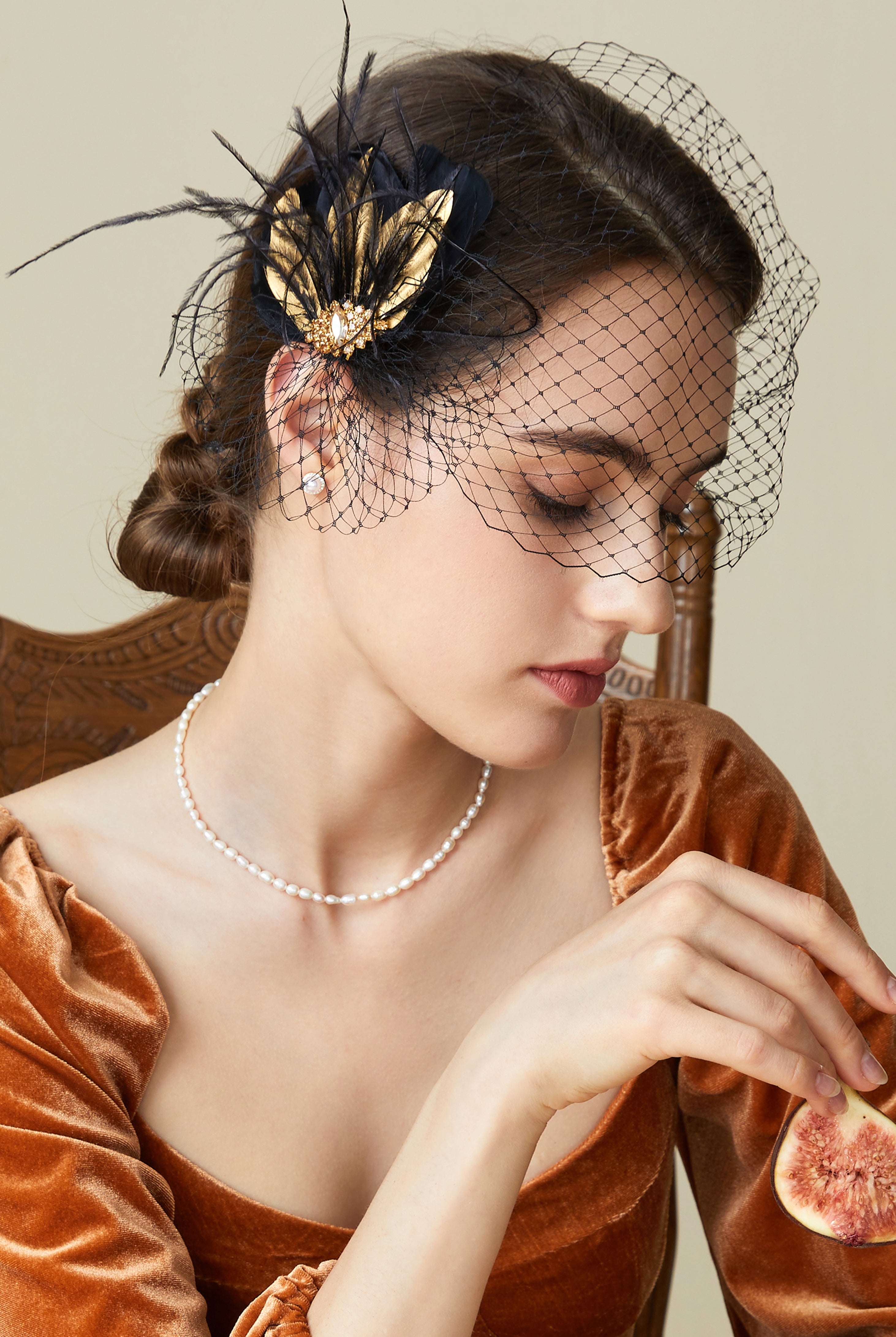 Veil Rhinestone Feather Fascinator | 1