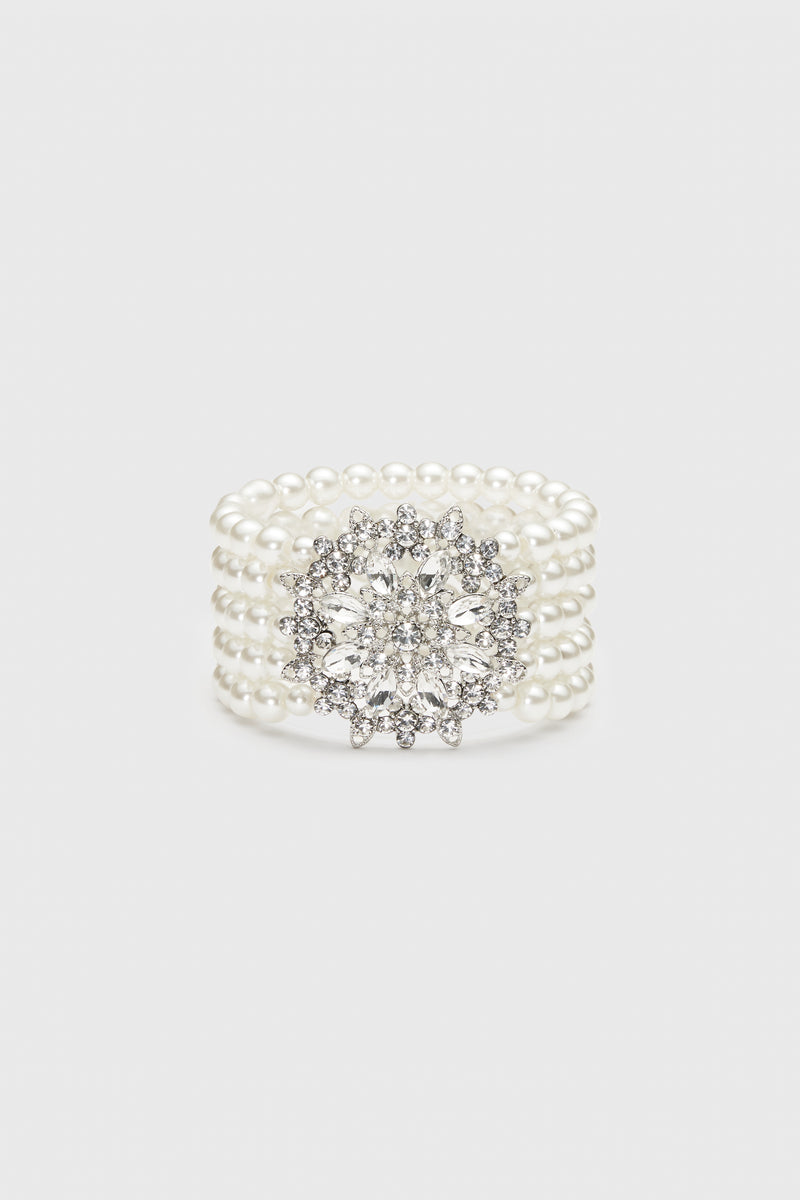 1920s Jewelry - Multilayer Zircon Pearl Bracelet
