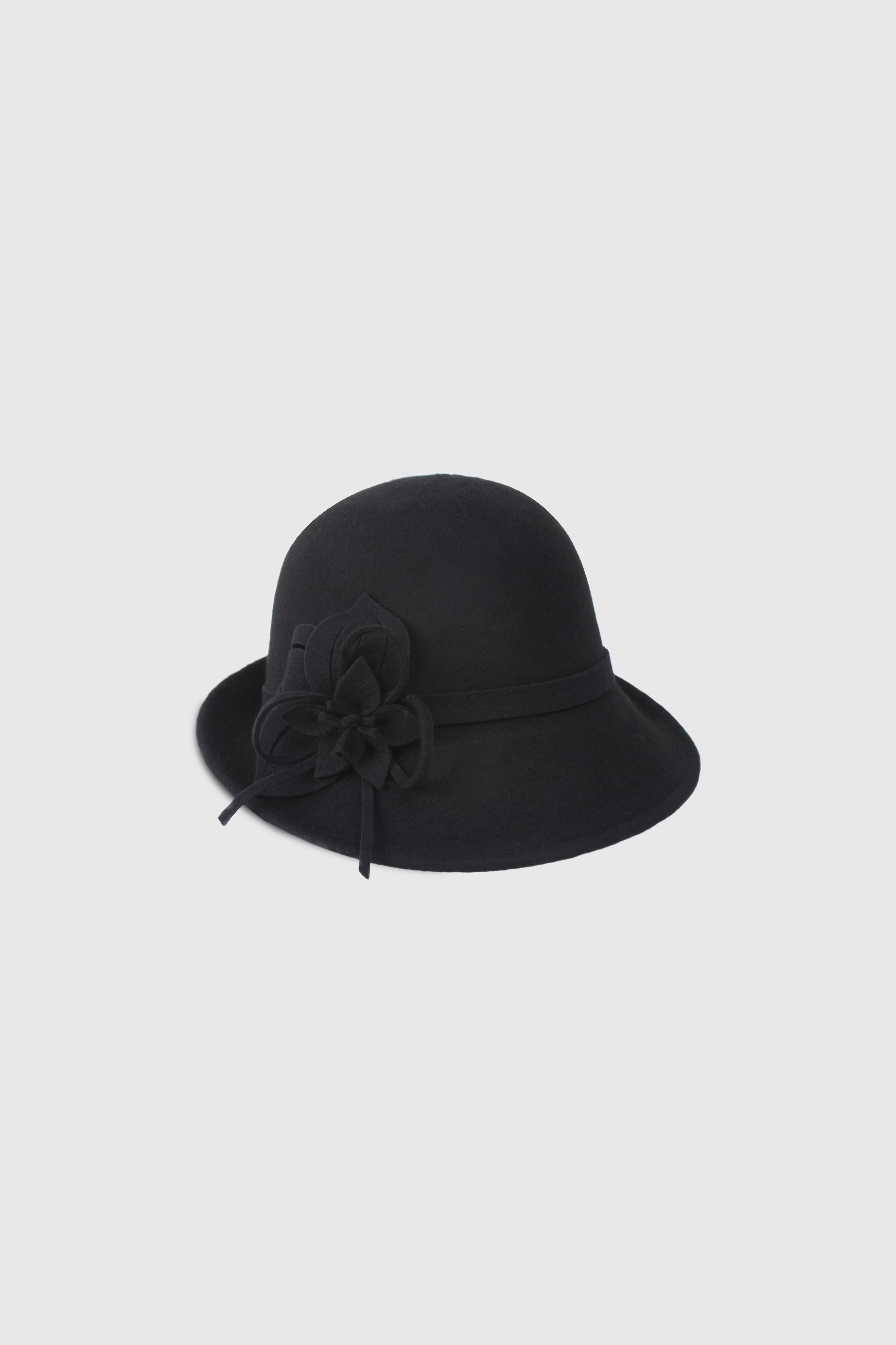 1920s Cloche Floral Round Hat | Black | 1