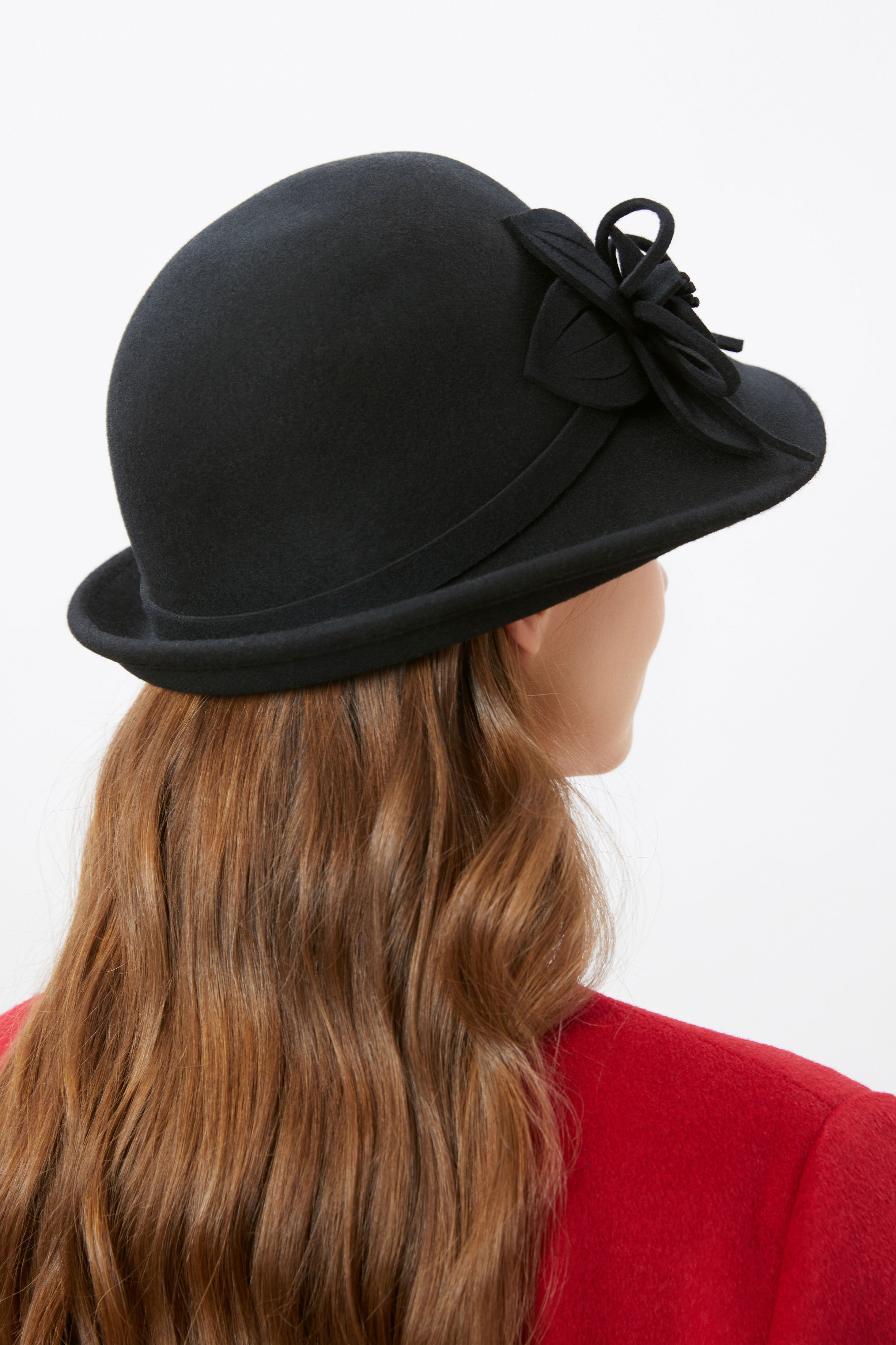 1920s Cloche Floral Round Hat | Black | 3