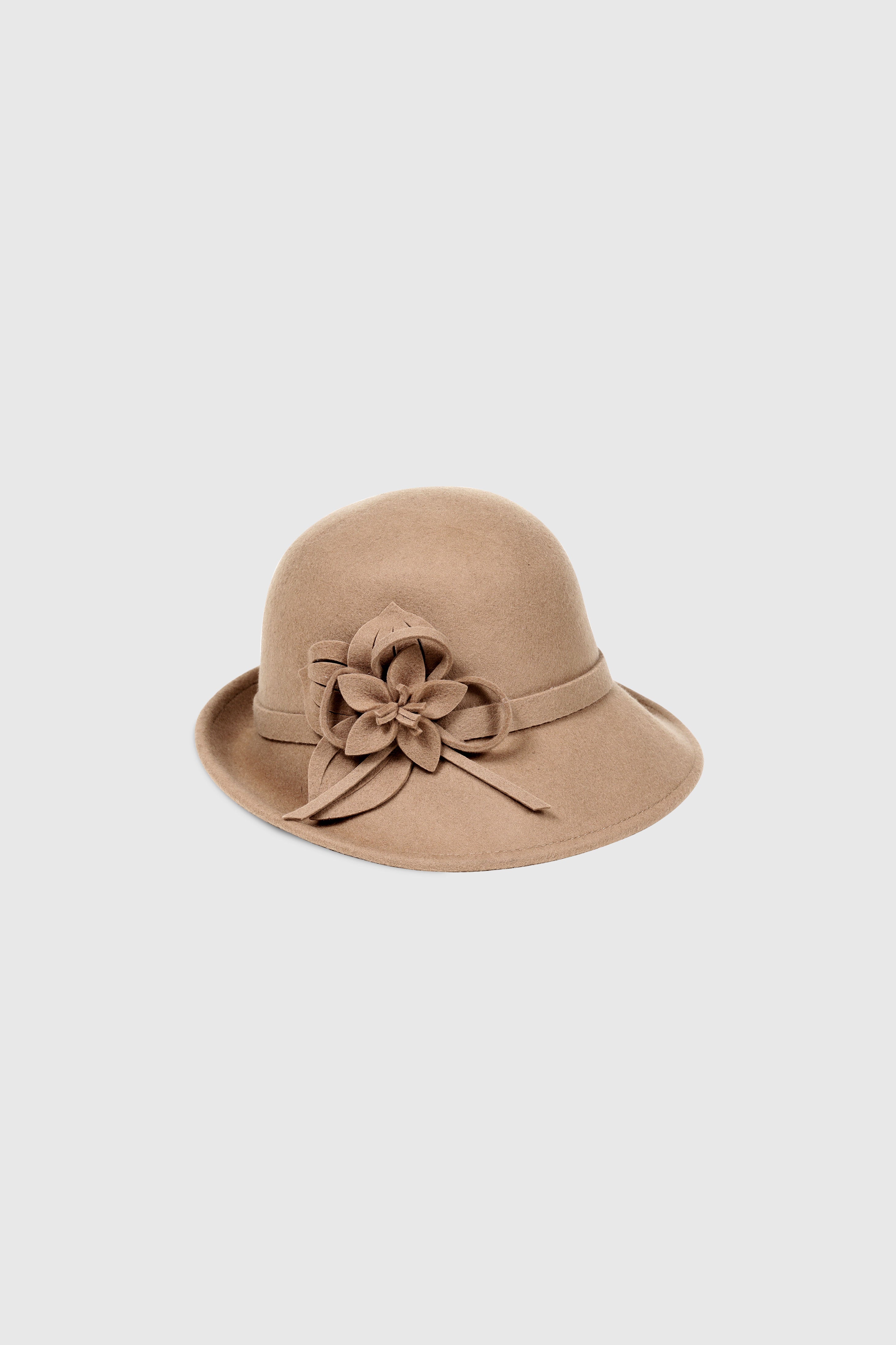 1920s Cloche Floral Round Hat | Camel | 1