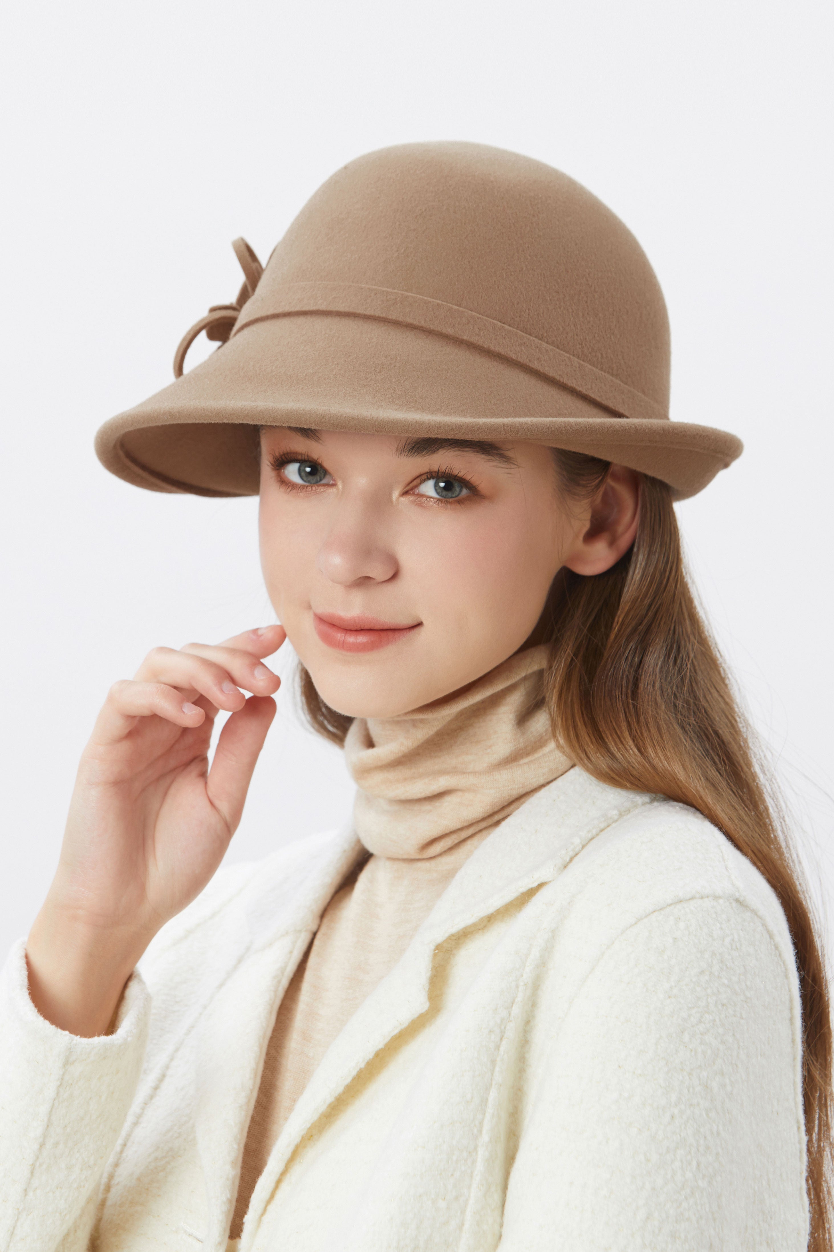 1920s Cloche Floral Round Hat | Camel | 2