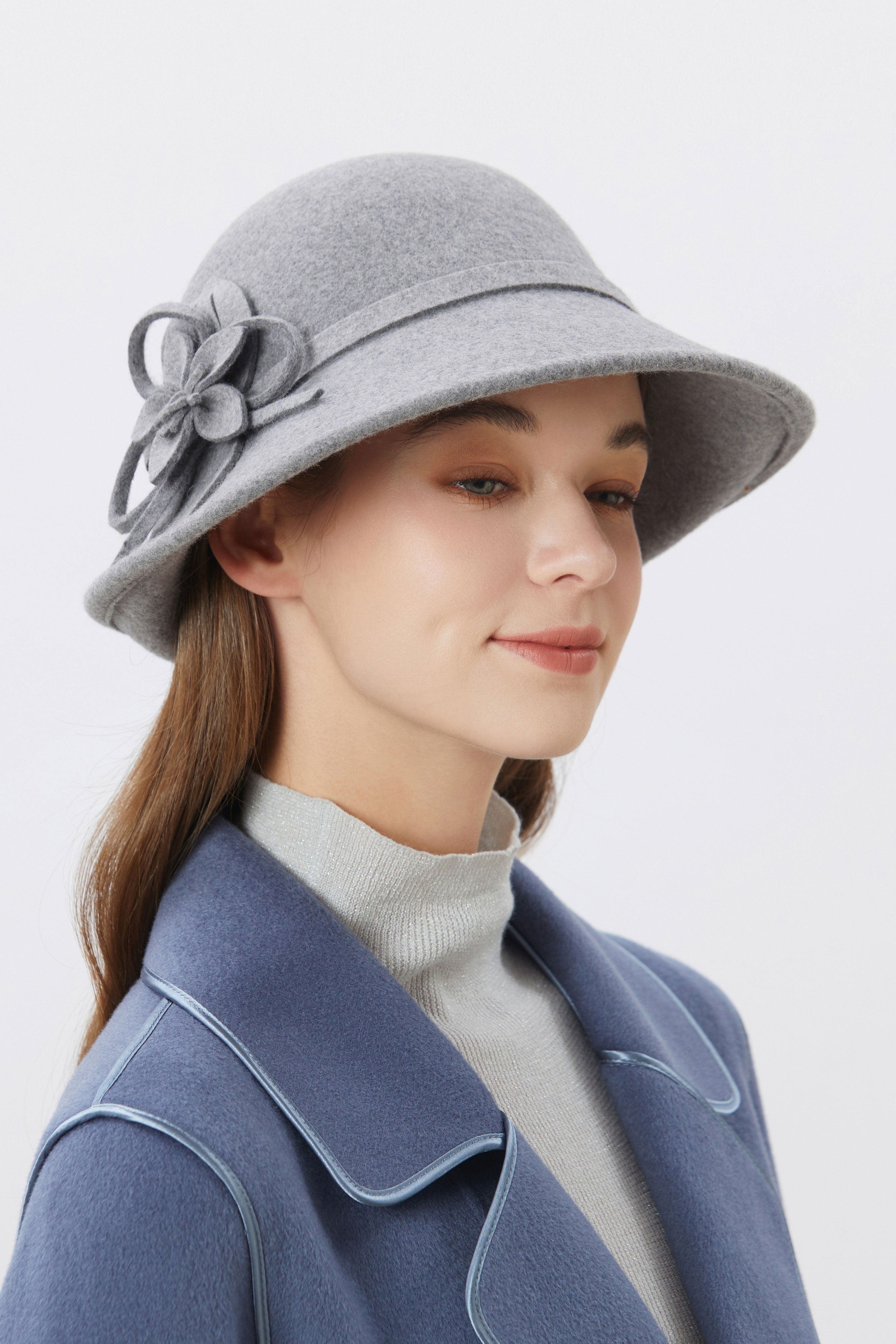 1920s Cloche Floral Round Hat | Grey | 3