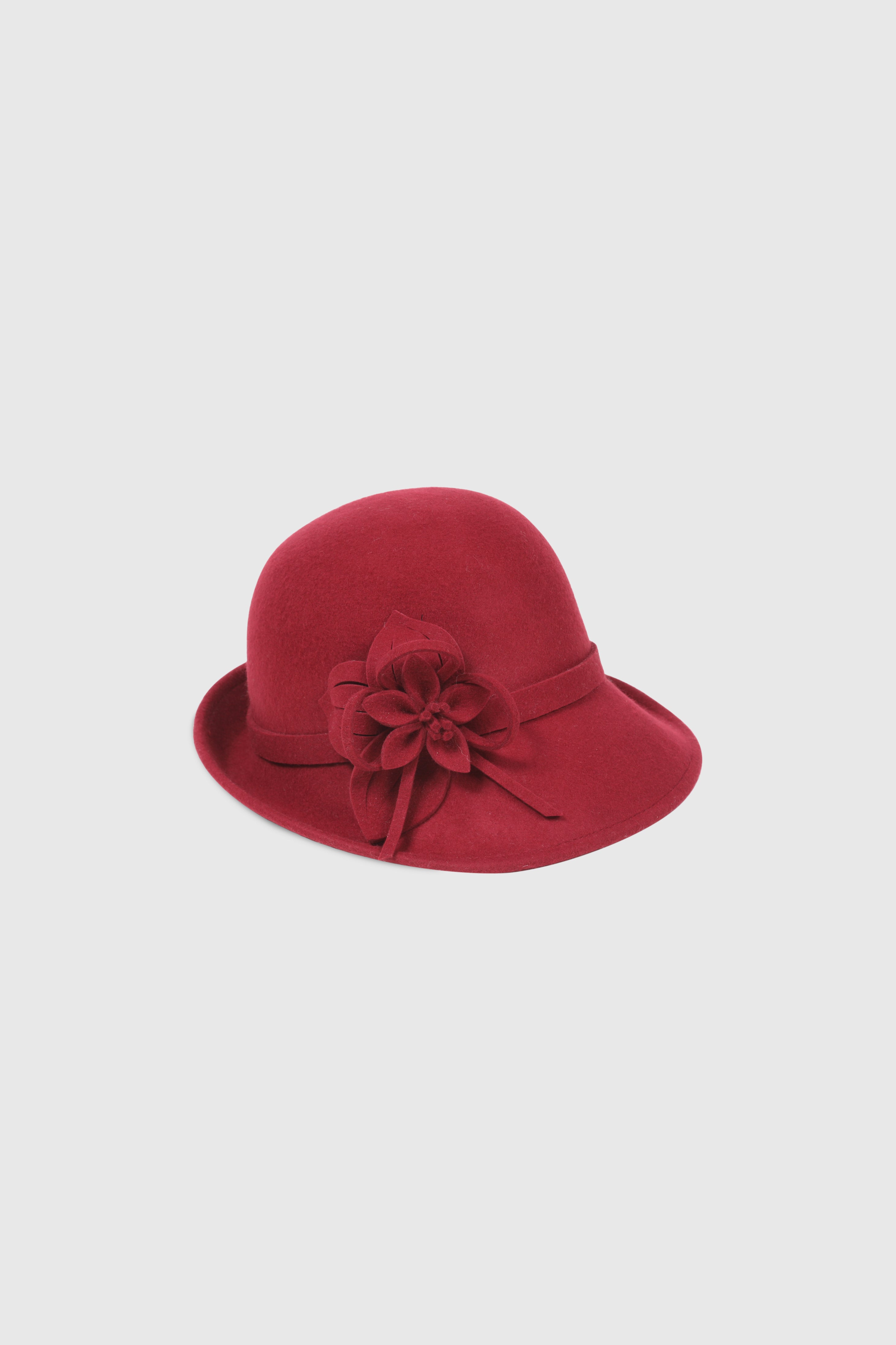 1920s Cloche Floral Round Hat | Winered | 1