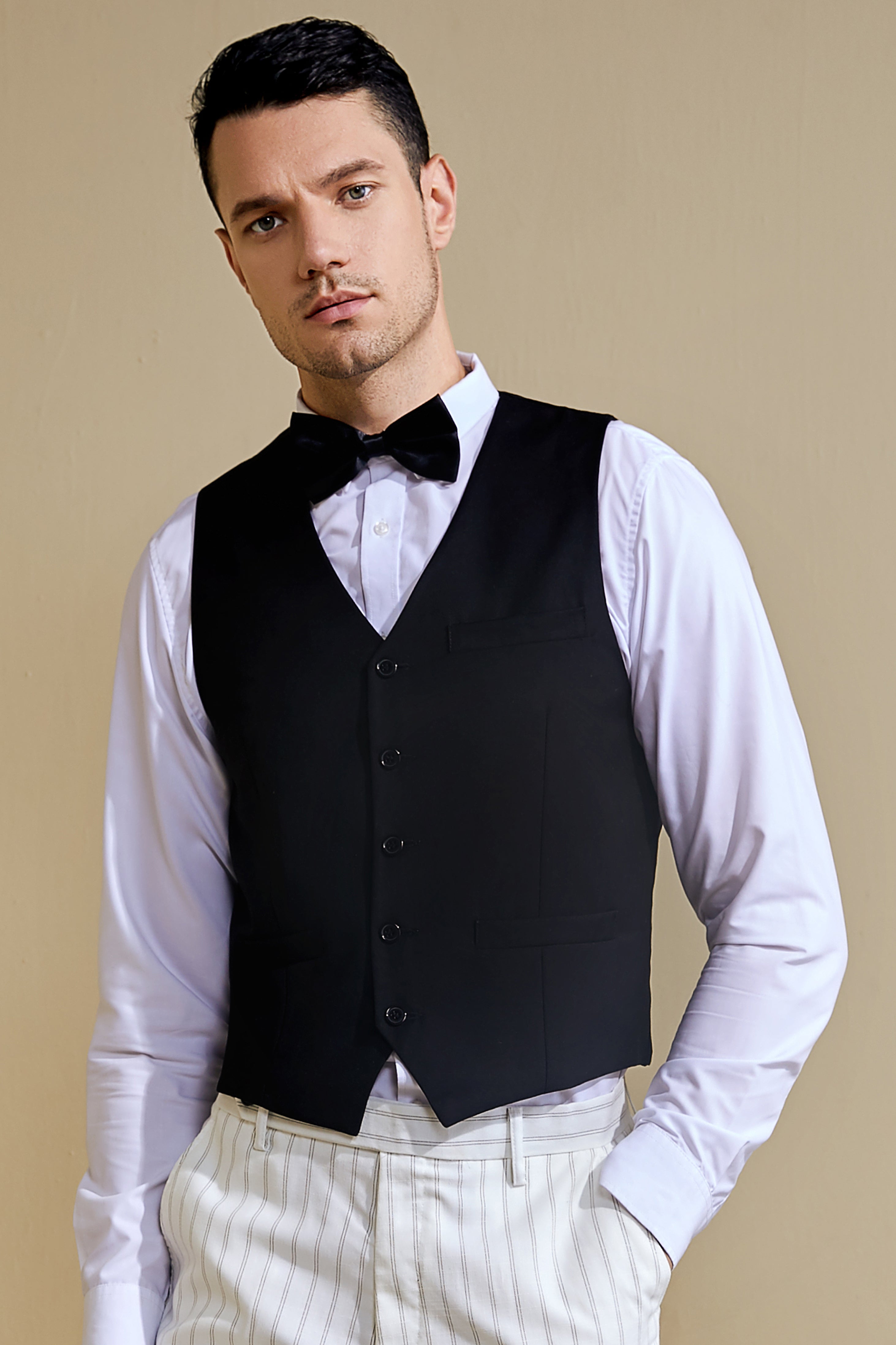 1920s Mens Formal Suit Business Vest | Black | 2
