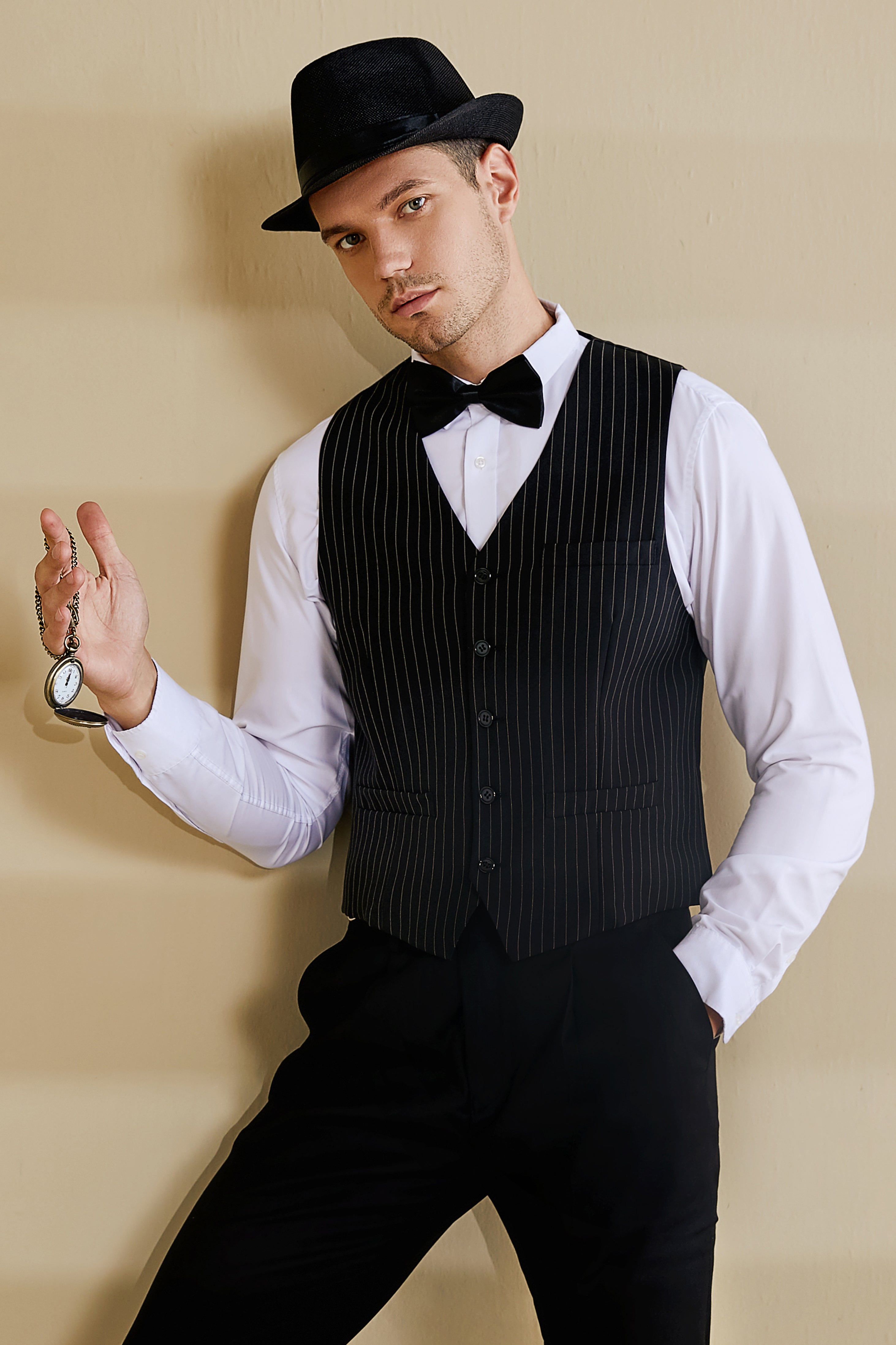 1920s Mens Gatsby Flapper Vest Set | Blackstripe | 2