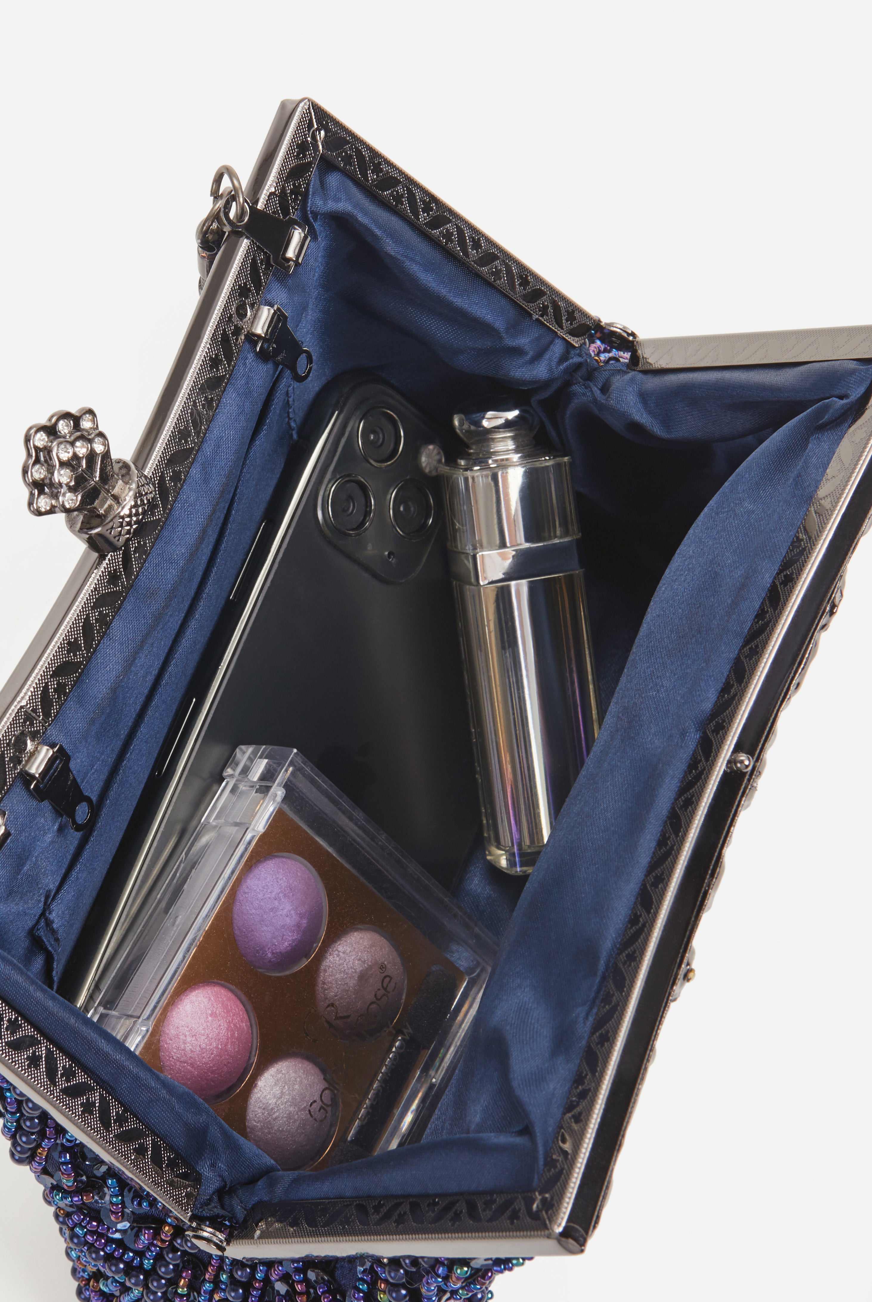 1920s Vintage Flapper Beaded Clutch | Blue | 3