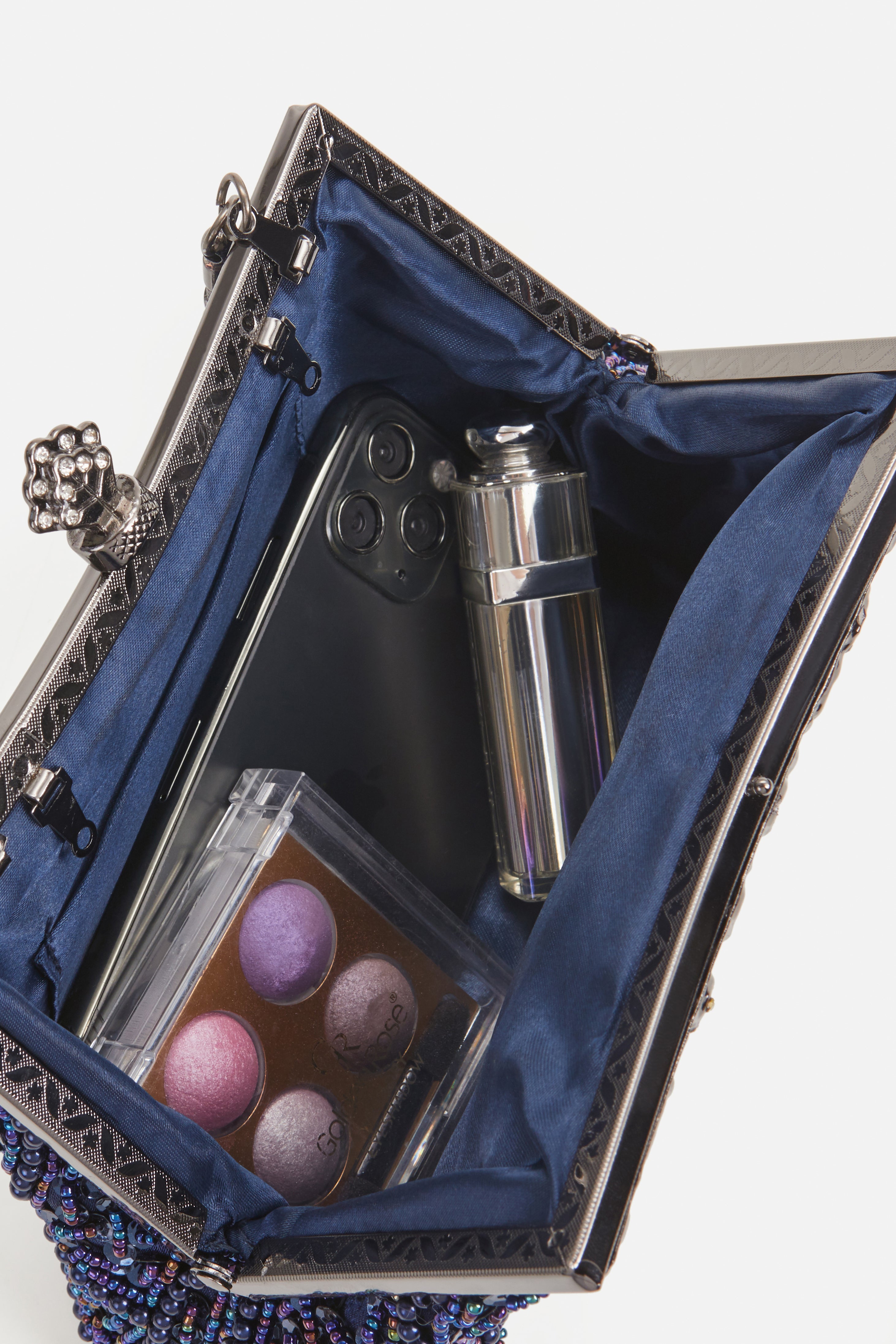 1920s Vintage Flapper Beaded Clutch | Blue | 3