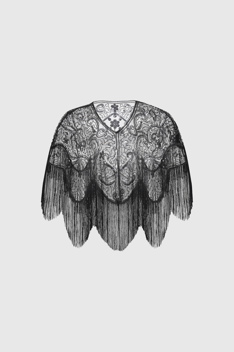 1920s Beaded Sequin Flapper Shawl