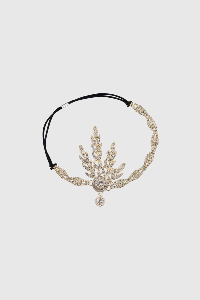 Rhinestone Studded Leaf Hairband