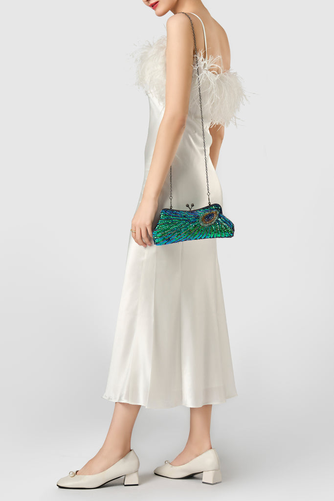 1920s Flapper Peacock Sequined Clutch - BABEYOND