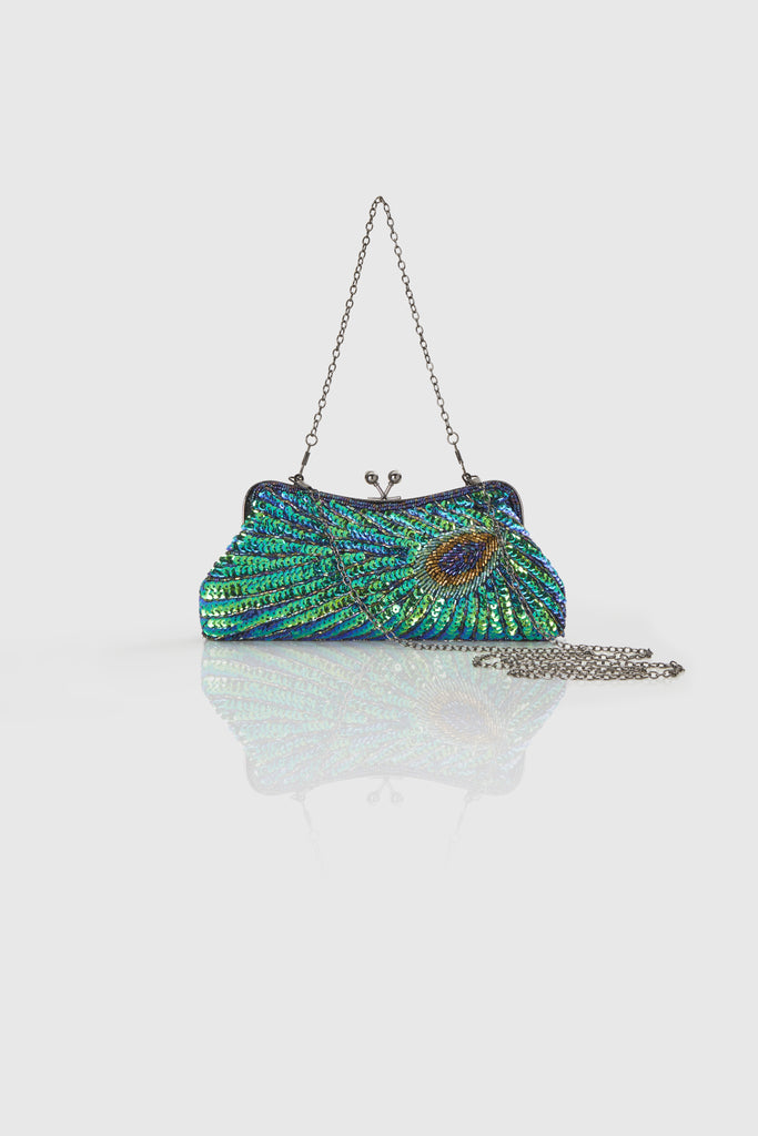 1920s Flapper Peacock Sequined Clutch - BABEYOND