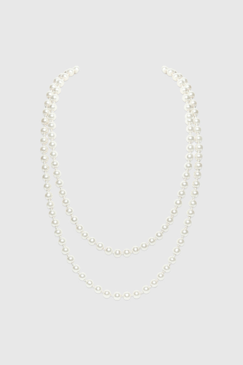 Double Strand Long pearl Necklace