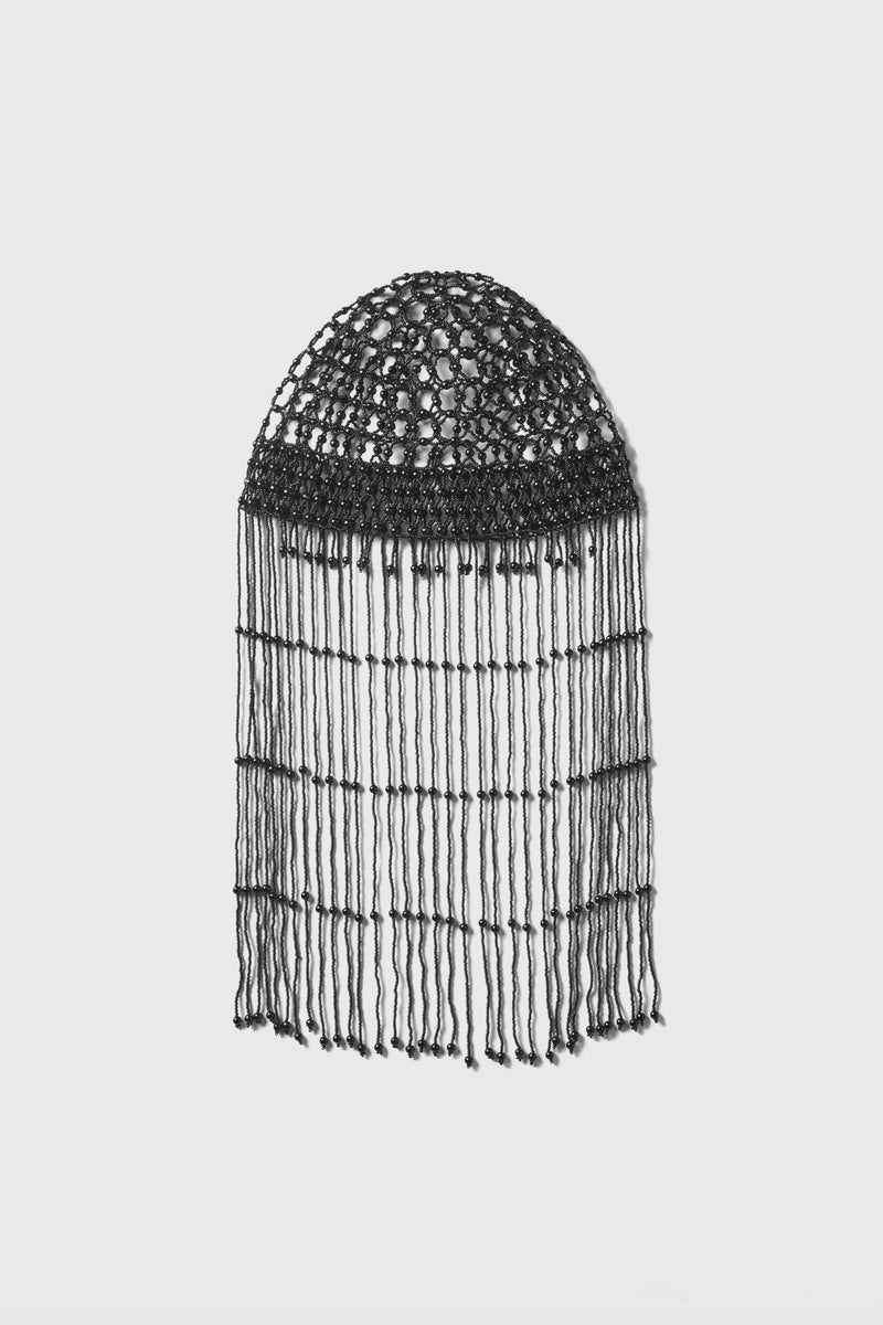 Fully Beaded Pearl Flapper Tassel Cap