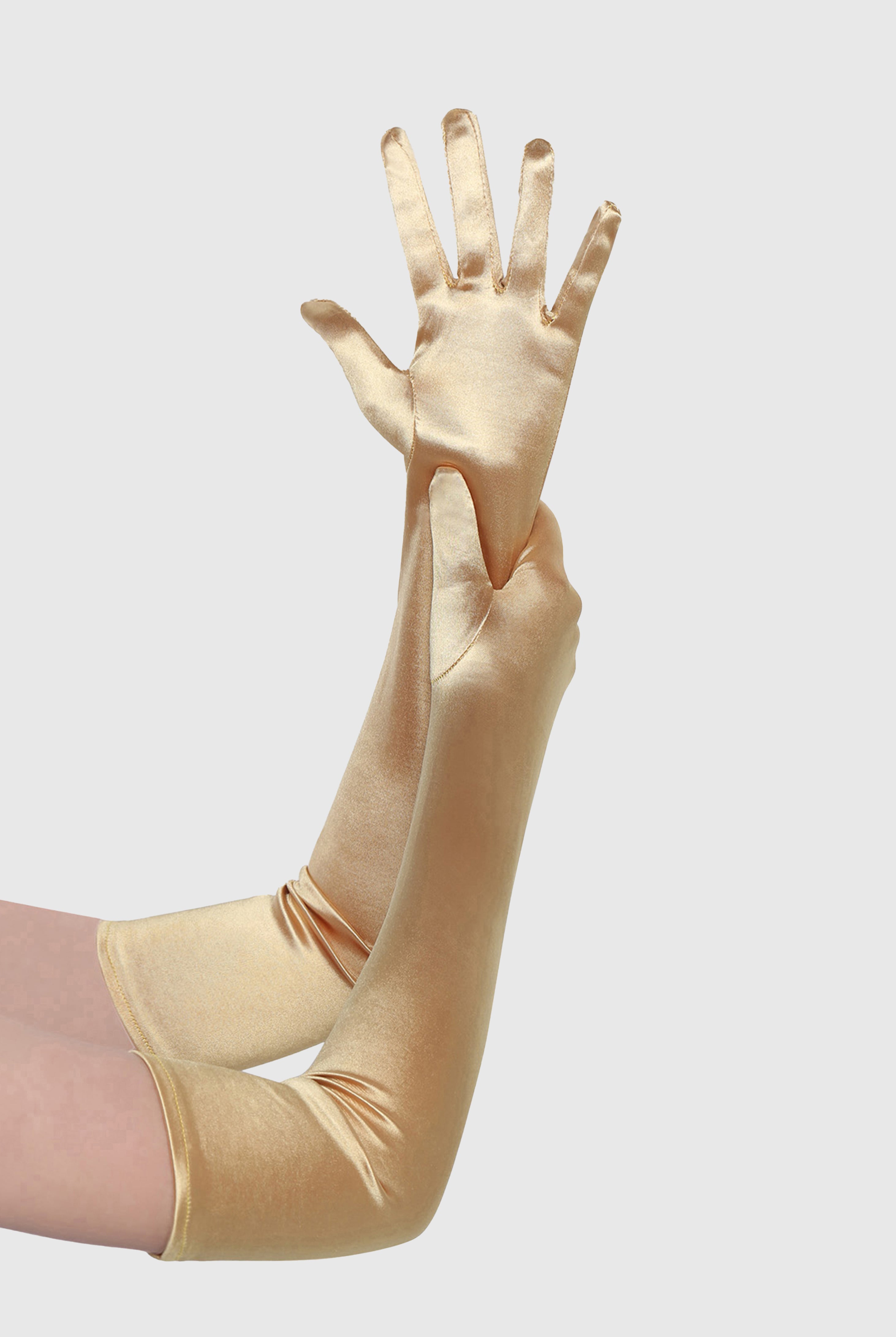 21.6" Elbow Length Satin Flapper Gloves | Champagne | 1
