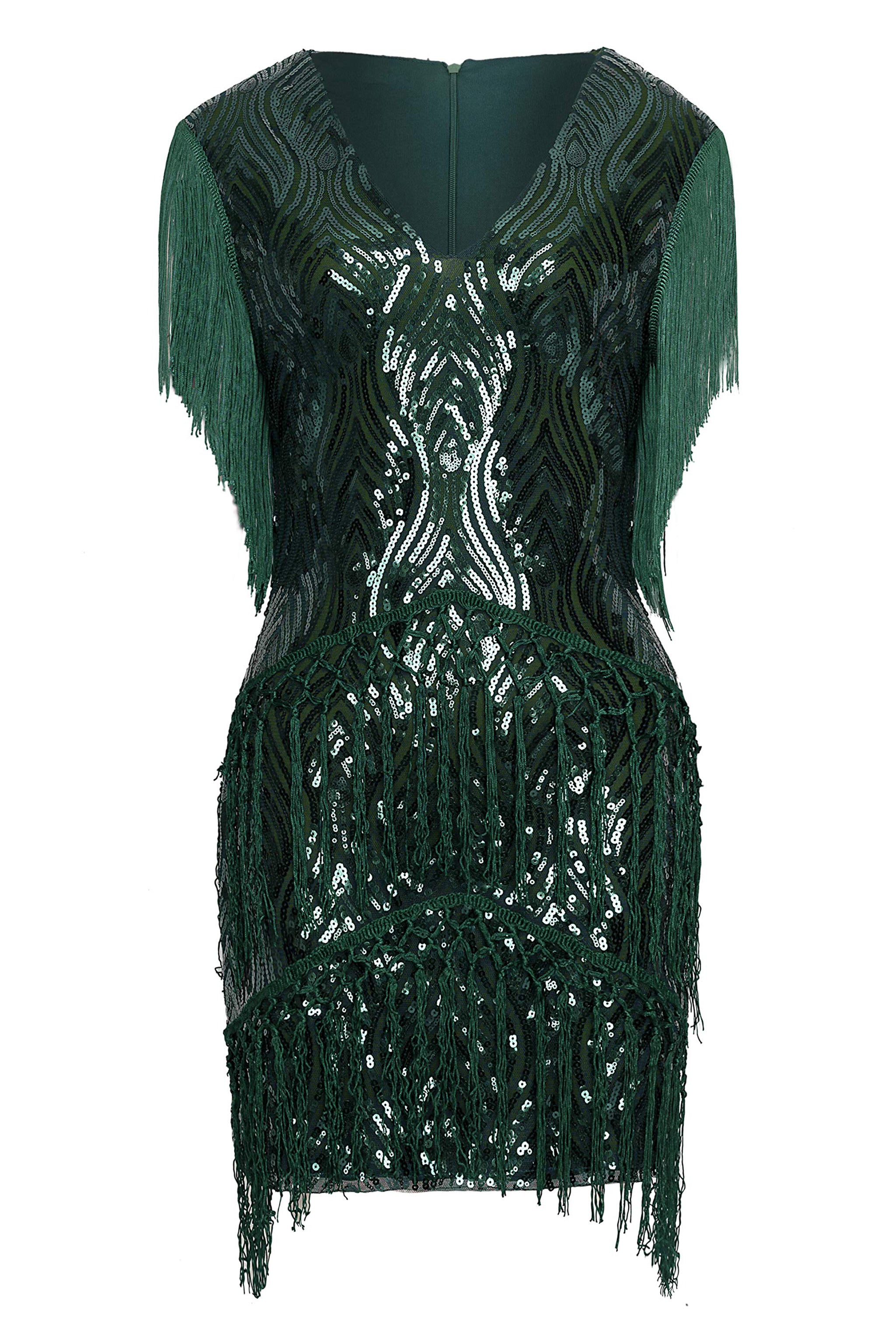Sparkly Sequin Bodycon Flapper Dress | Dark Green | 18