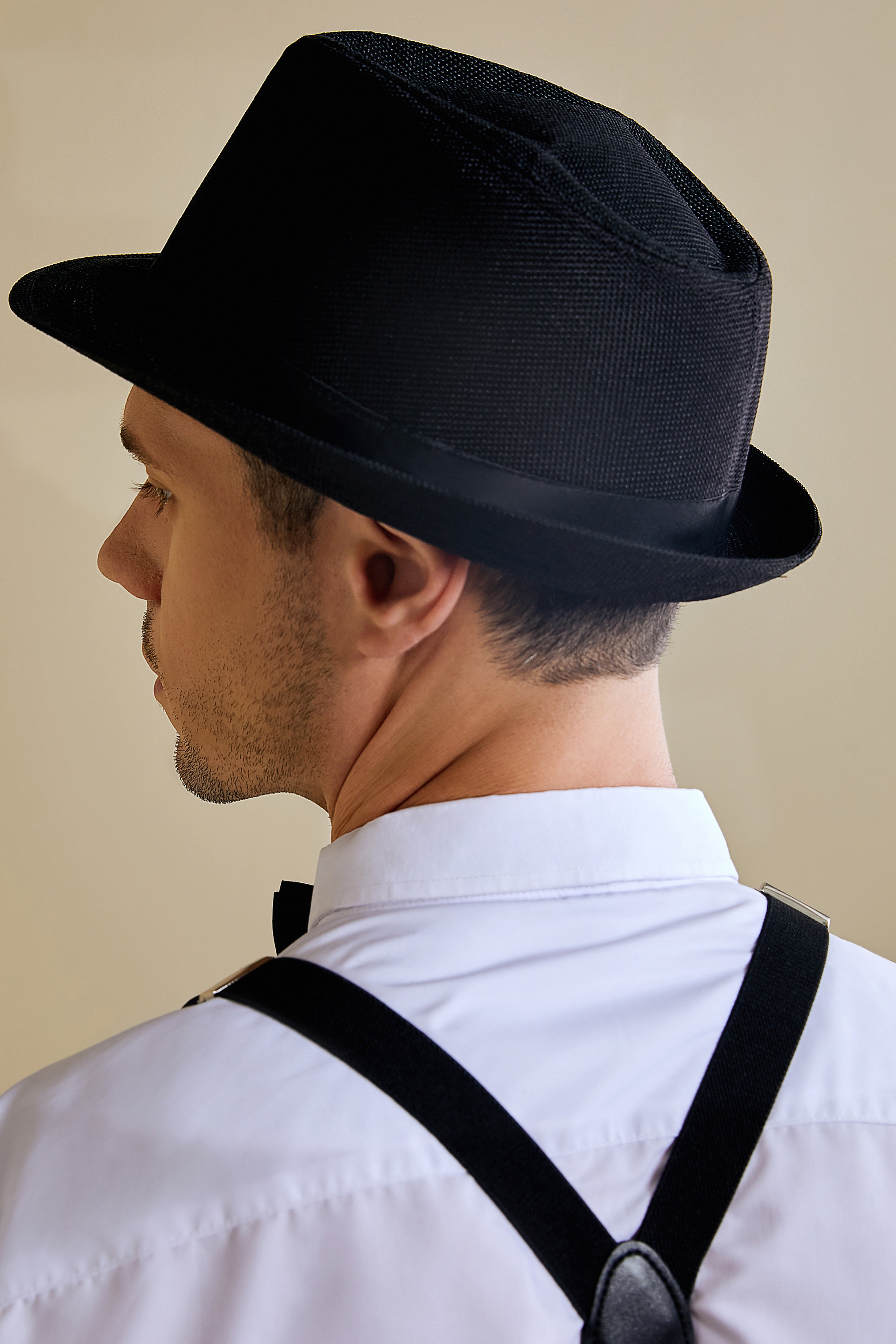 1920s Mens Panama Hat Gatsby Set | Black | 3