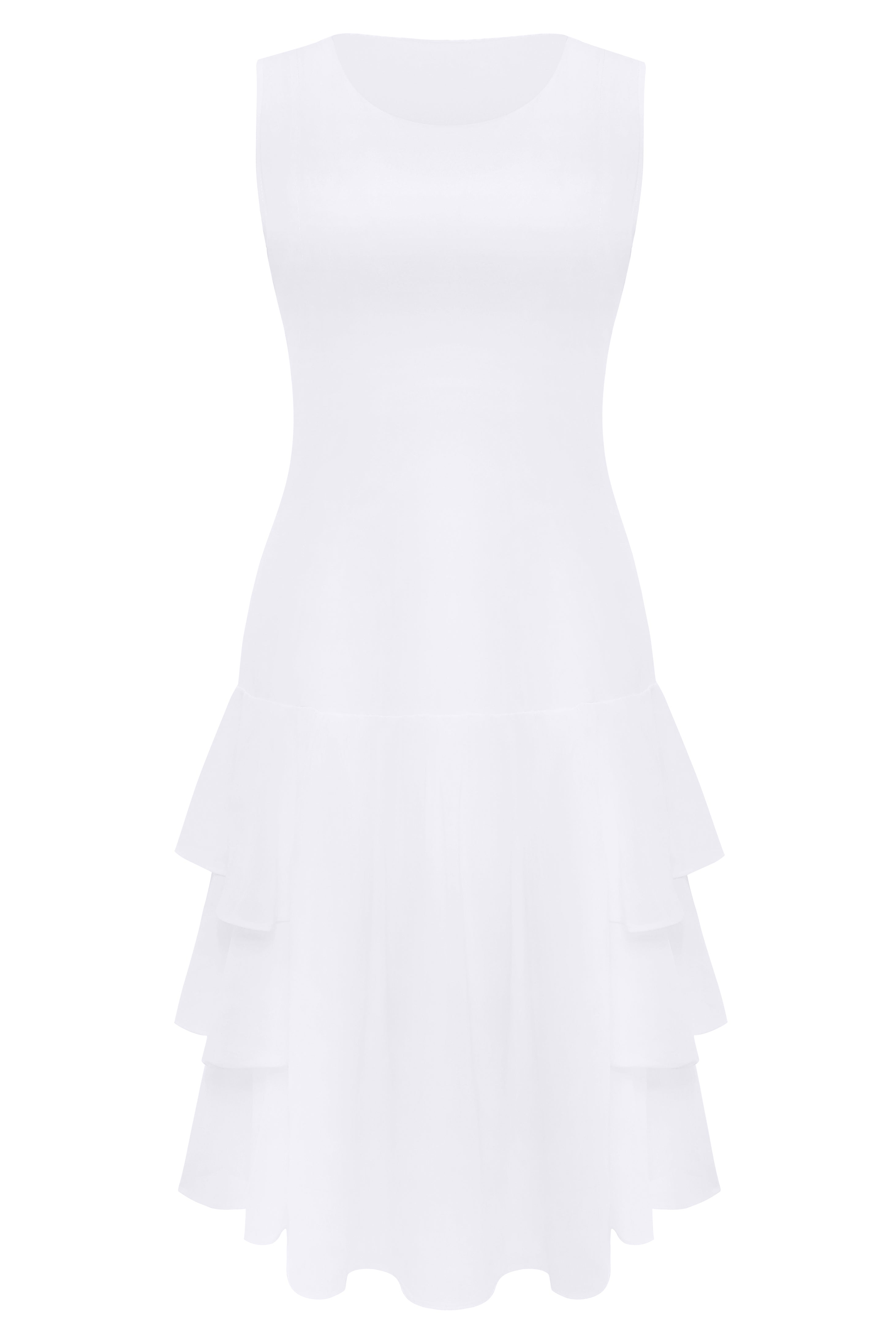 Cascading Tiered Sleeveless Flapper Dress | White | 2