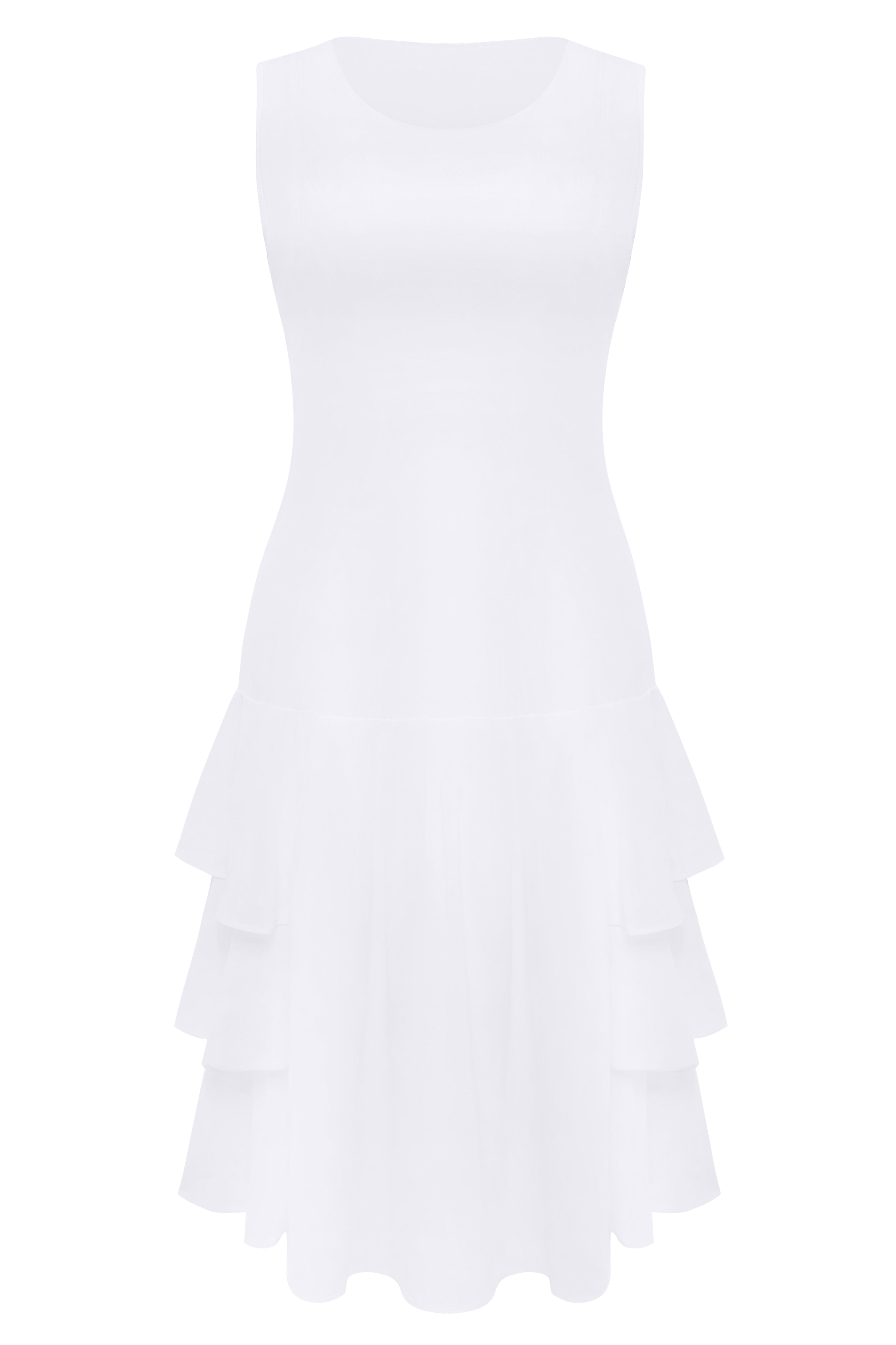 Cascading Tiered Sleeveless Flapper Dress | White | 2