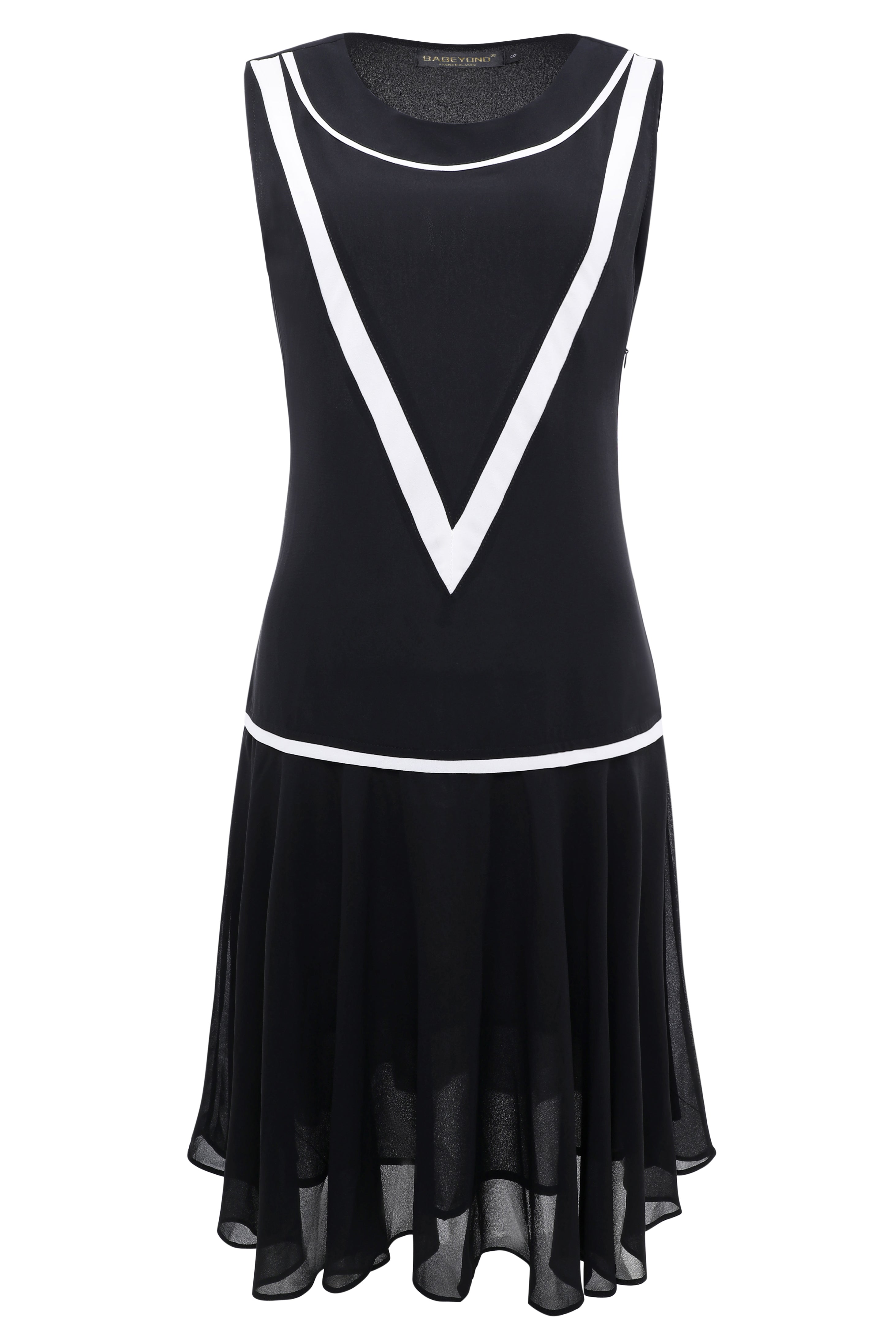 Classic Sleeveless Flapper Dress | Black | 2