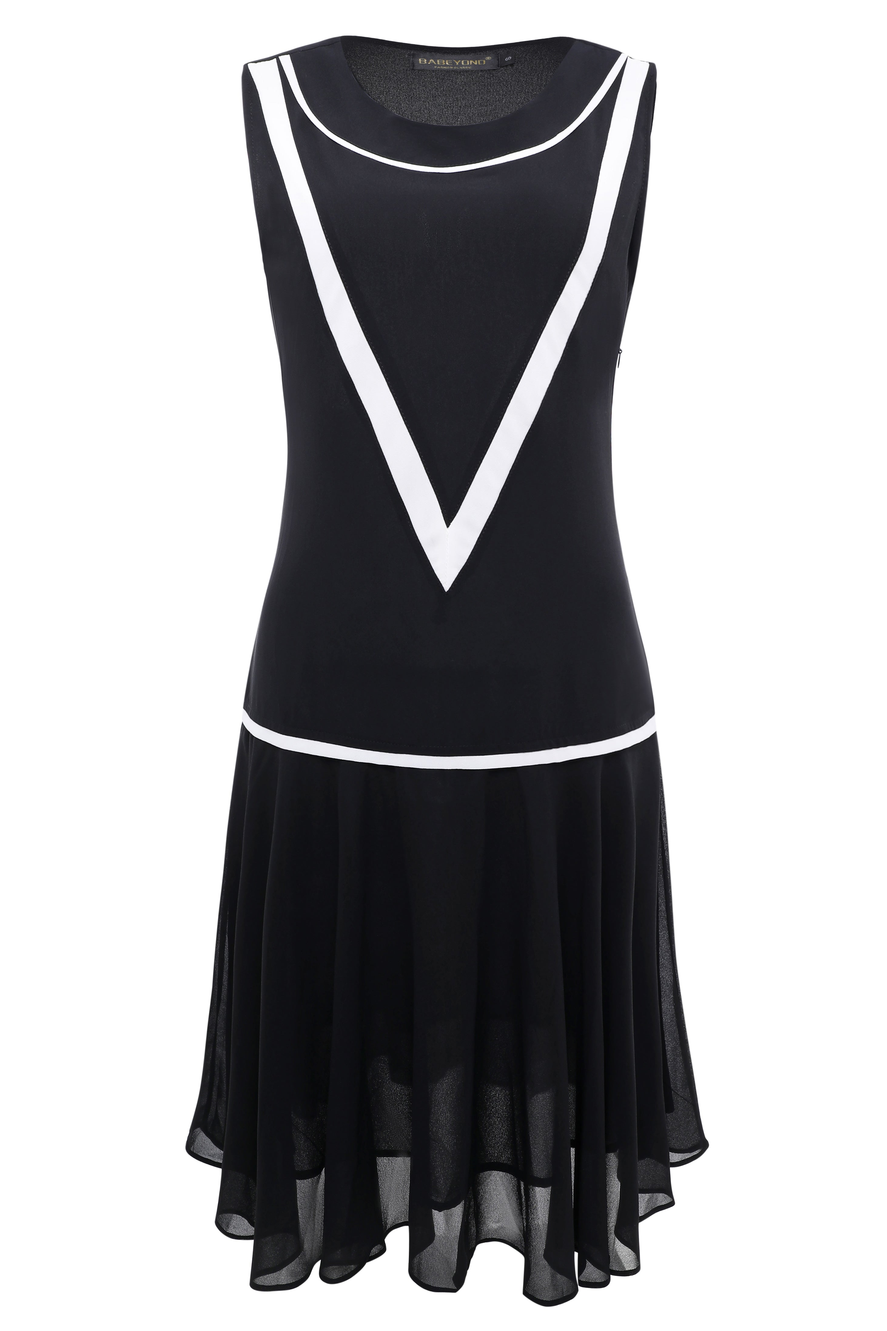 Classic Sleeveless Flapper Dress | Black | 2
