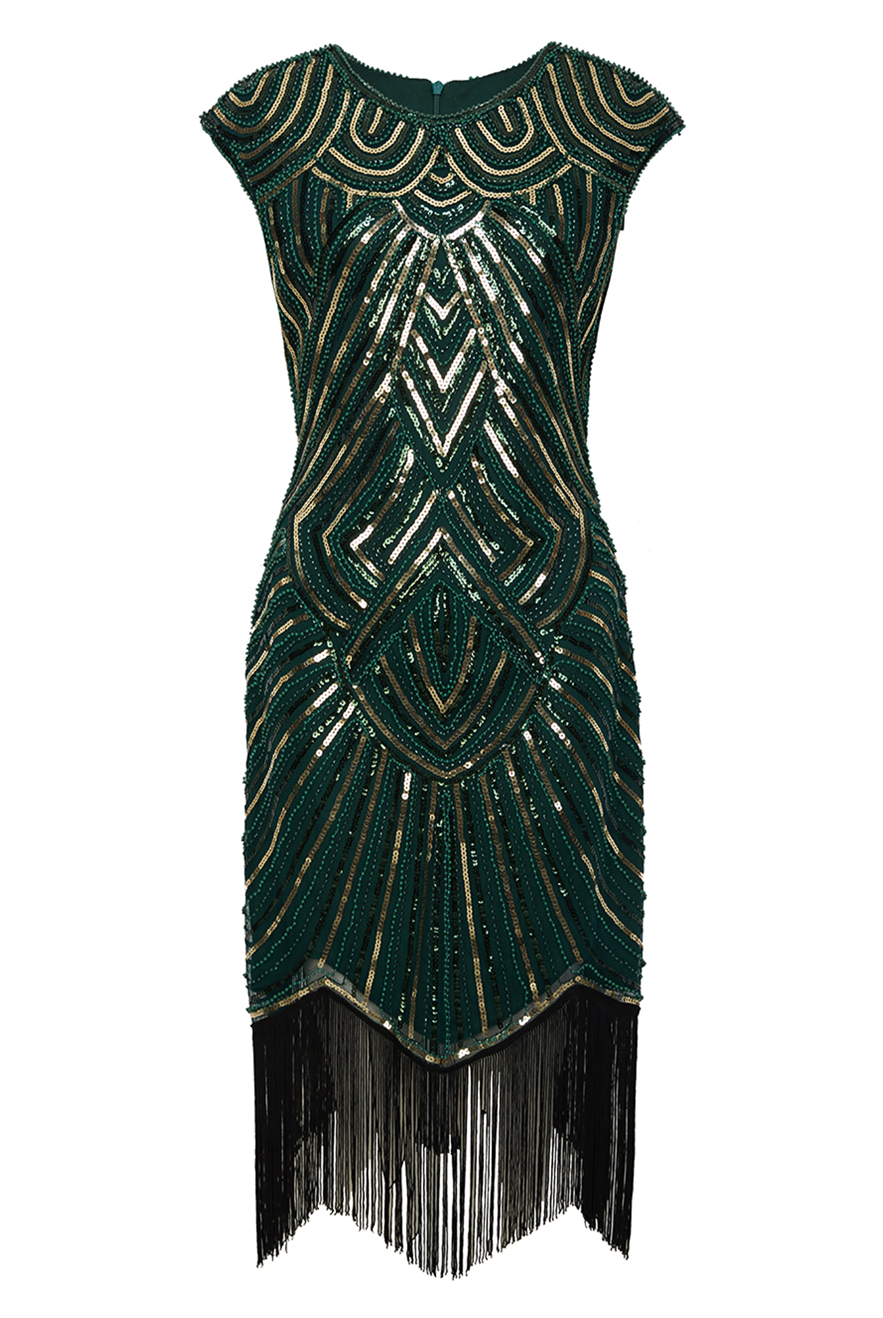 1920s Beaded Sequin Great Gatsby Dress | Dark Blue/Black | 16