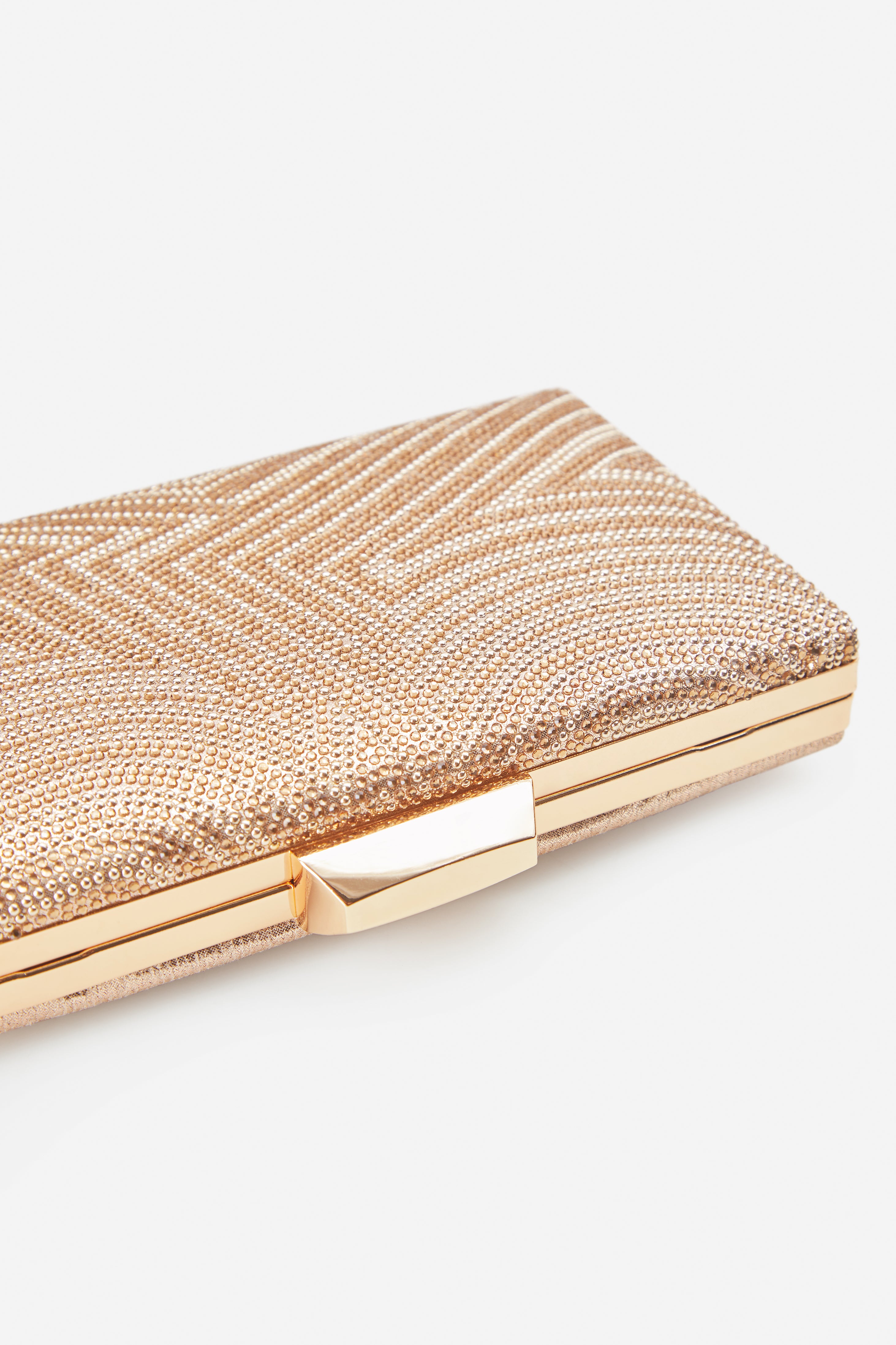 Embellished Rhinestone Cocktail Clutch Purse | Gold | 3