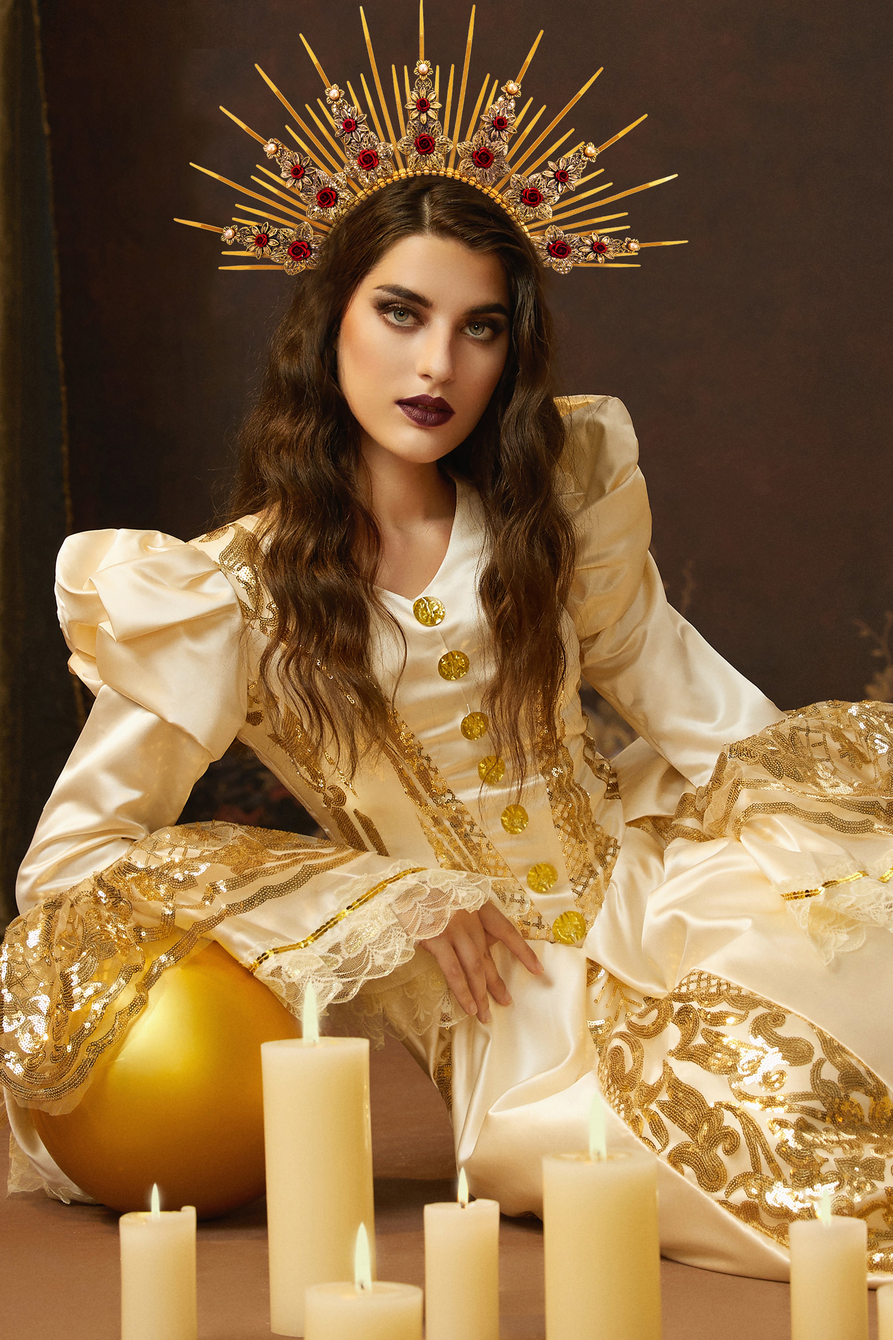 Floral Goddess Halo Crown Headdress | Gold | 4