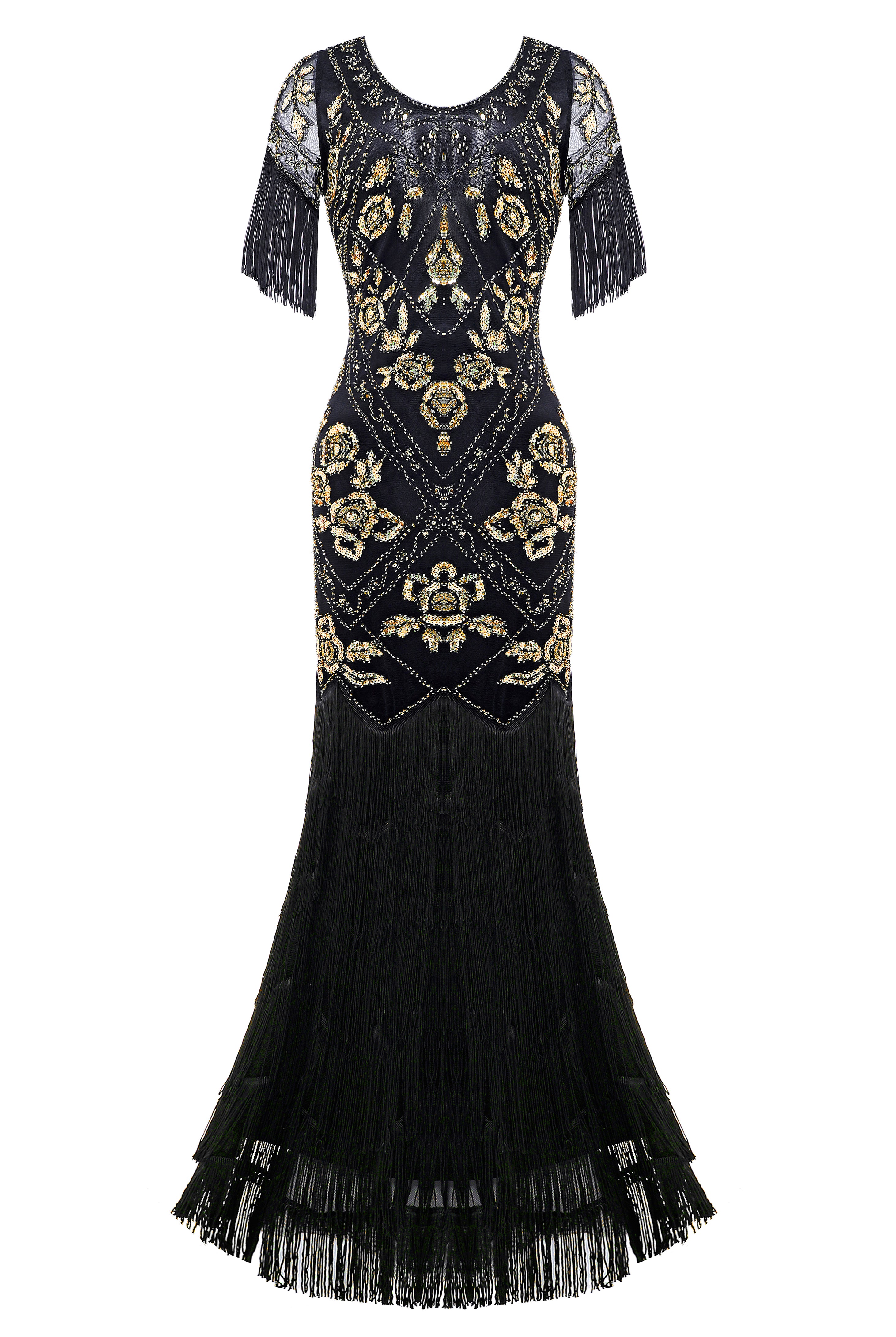 Flowery Multi-Layer Maxi Mermaid Dress | Blackgold | 1