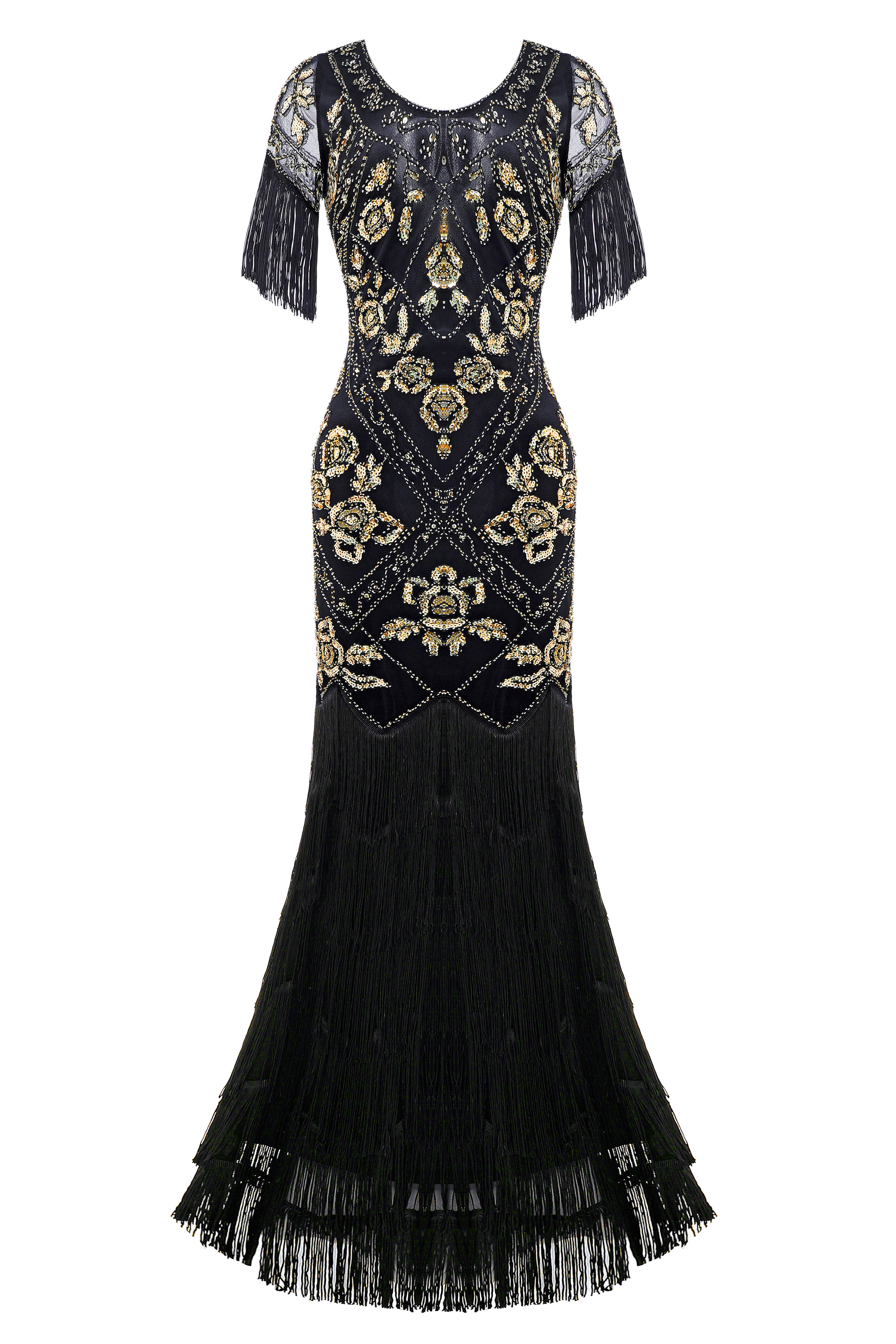 Flowery Multi-Layer Maxi Mermaid Dress | Blackgold | 1