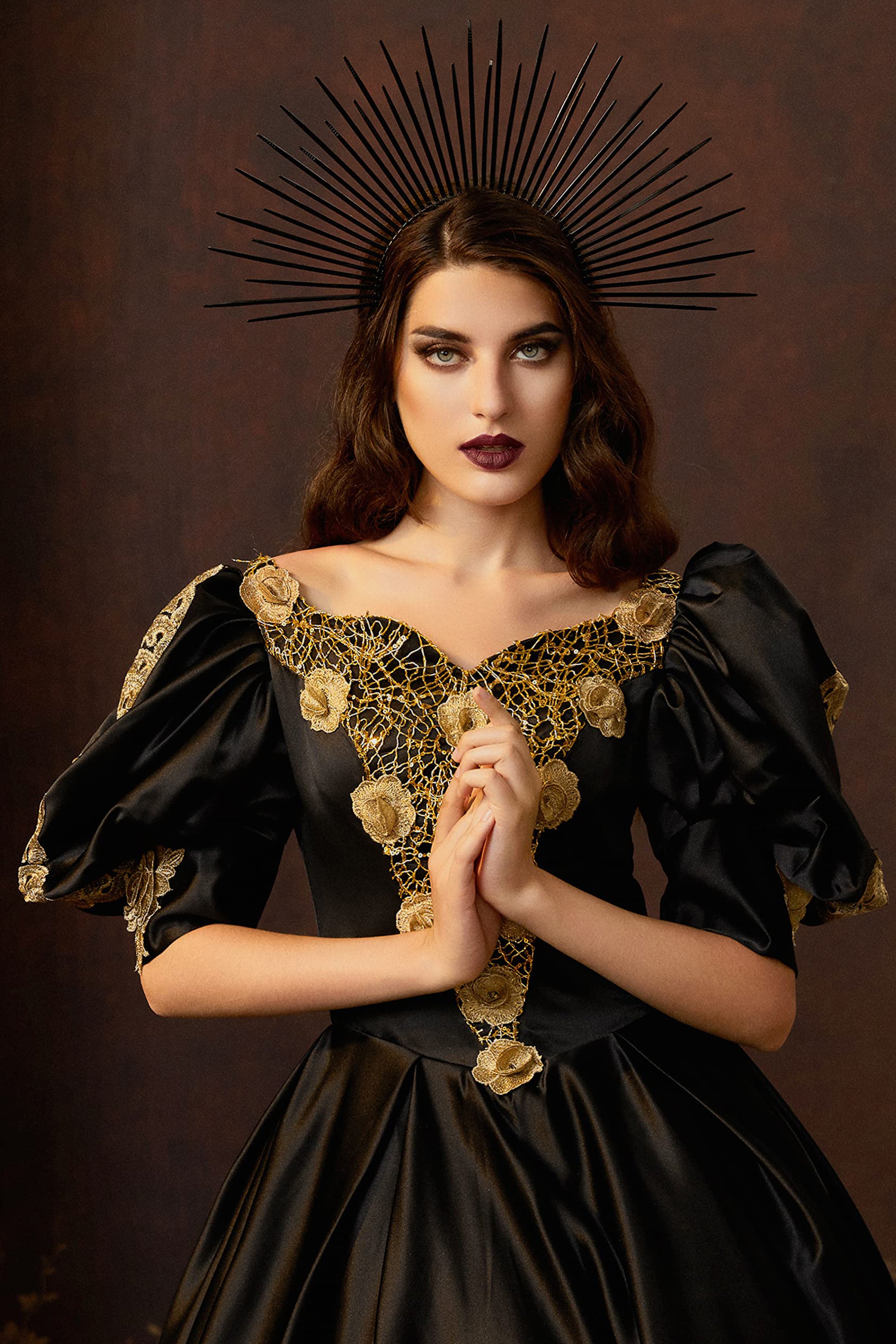 Golden Goddess Spiked Halo Headband | Black | 2