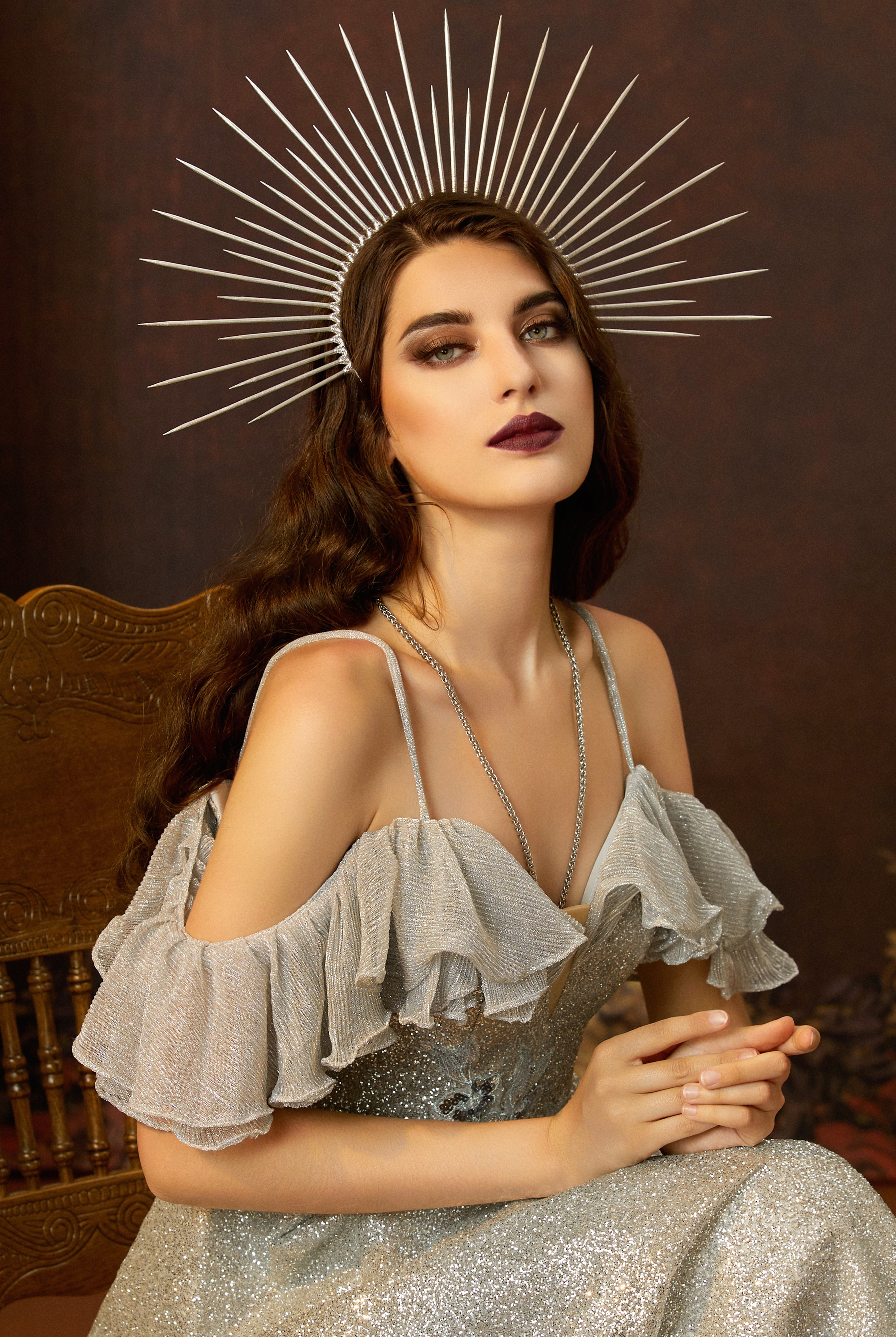 Greek Goddess Sunburst Mary Halo Crown | Silver | 3